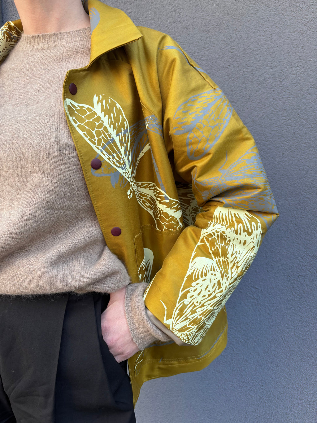SITOLAB SILK TAFETA JACKET WITH INSECTS PRINT