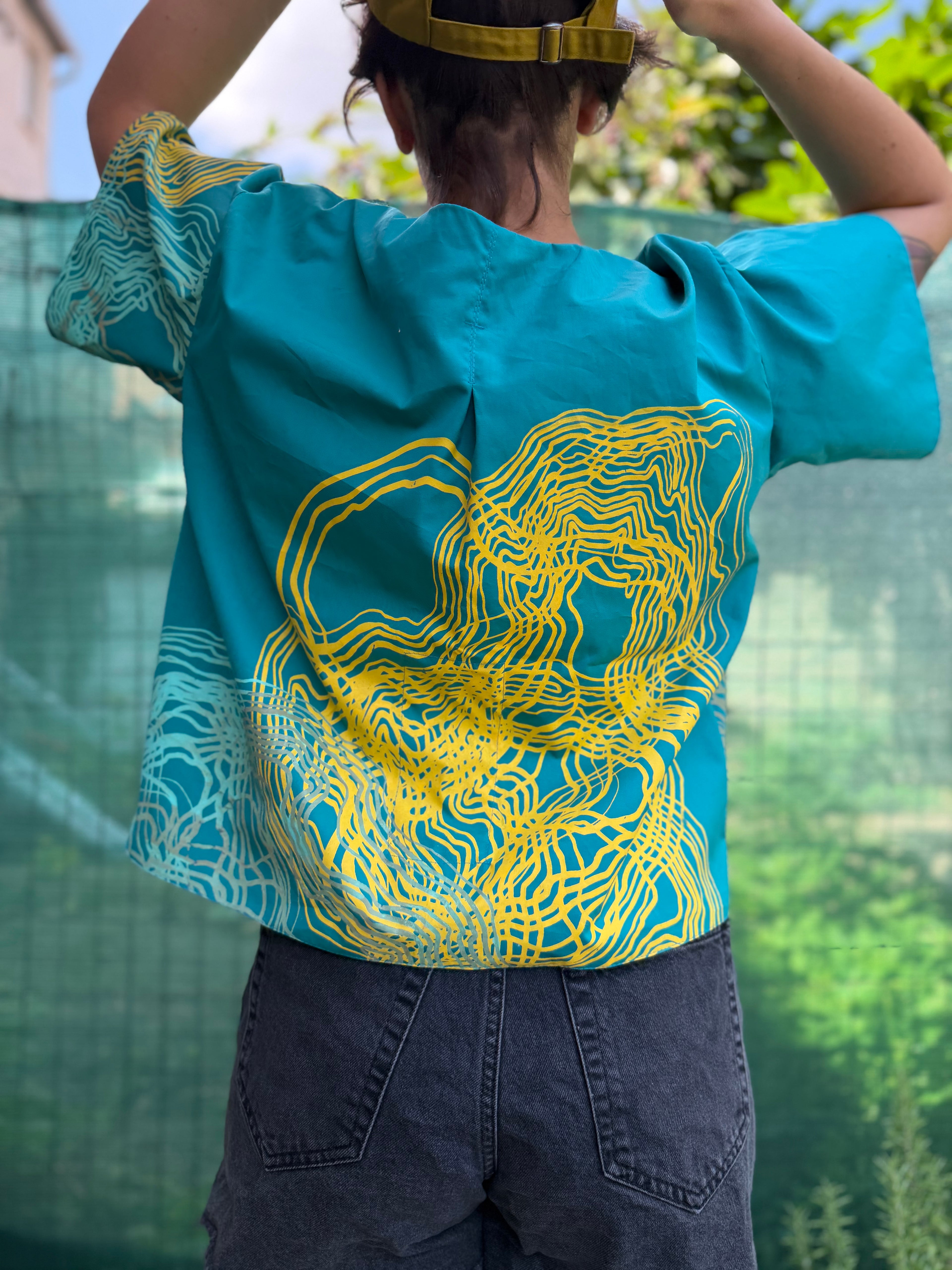 SITOLAB TURQUOISE SWIRL MINI SHIRT