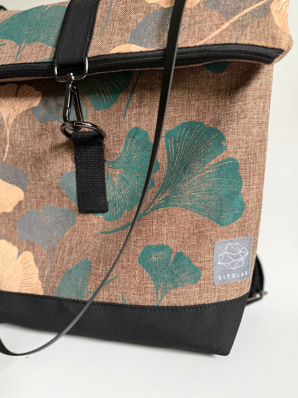 SITOLAB BEIGE BLACK&GREEN GINKO BACKPACK