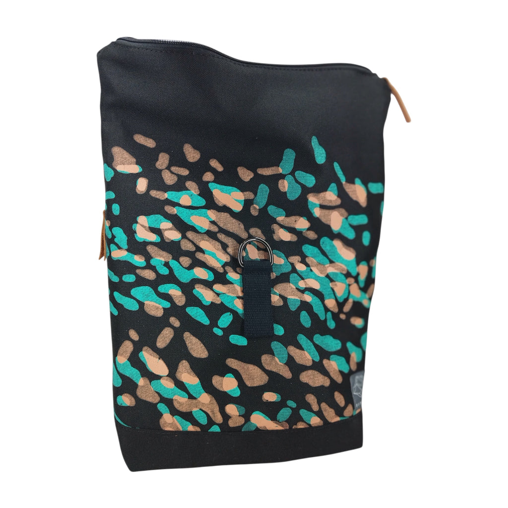 SITOLAB  BLACK BACKPACK WITH FRECKLE PRINT