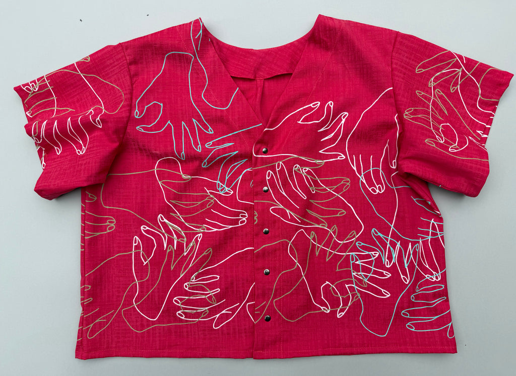 SITOLAB CORAL PINK HANDS PRINT MINI SHIRT