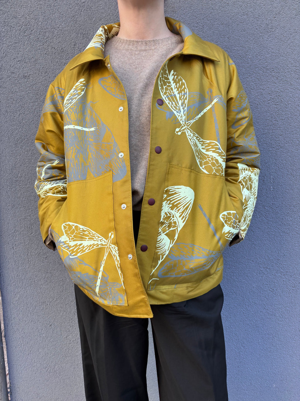 SITOLAB SILK TAFETA JACKET WITH INSECTS PRINT