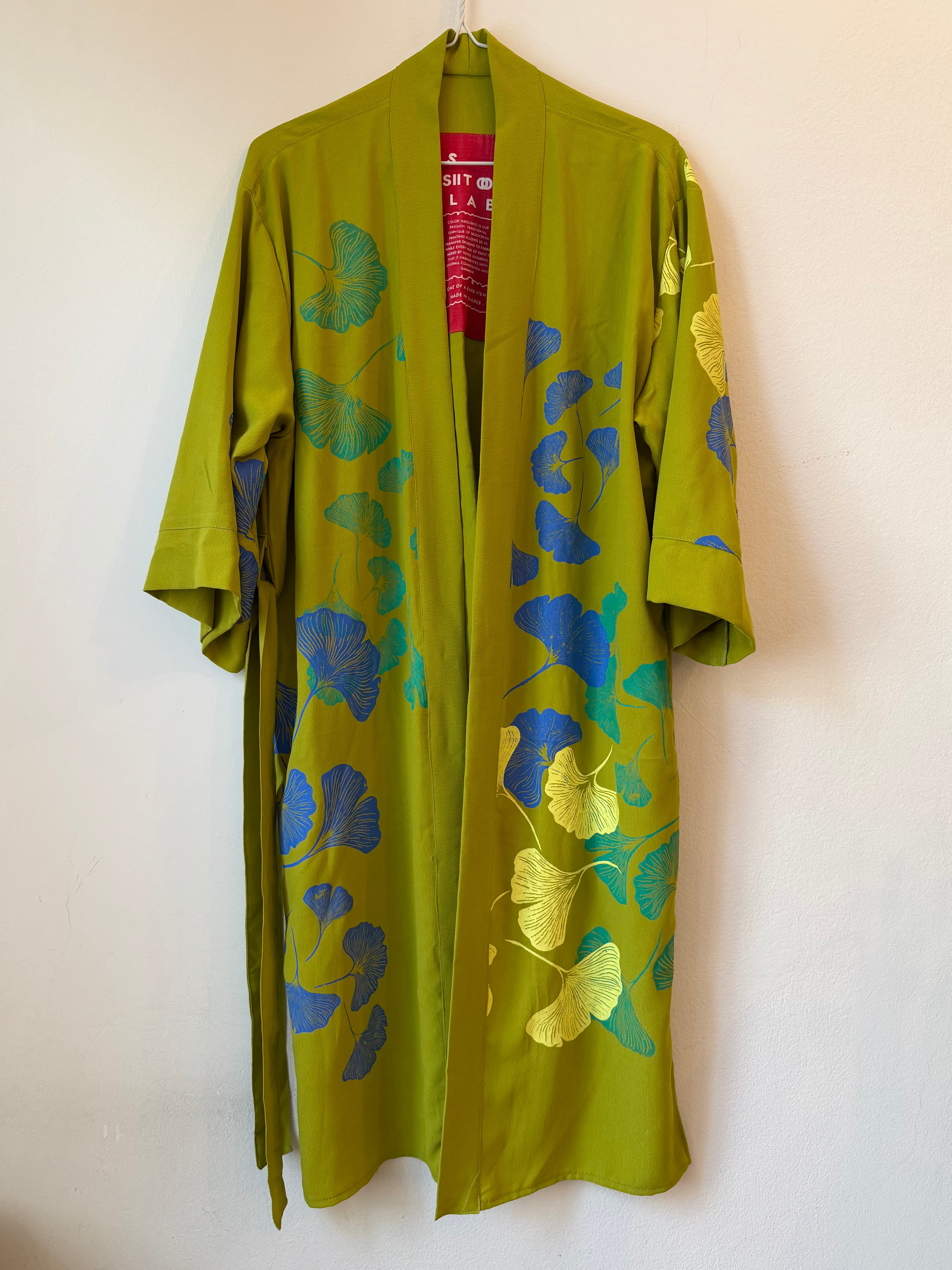 SITOLAB KIWI KIMONO WITH GINKO PRINT