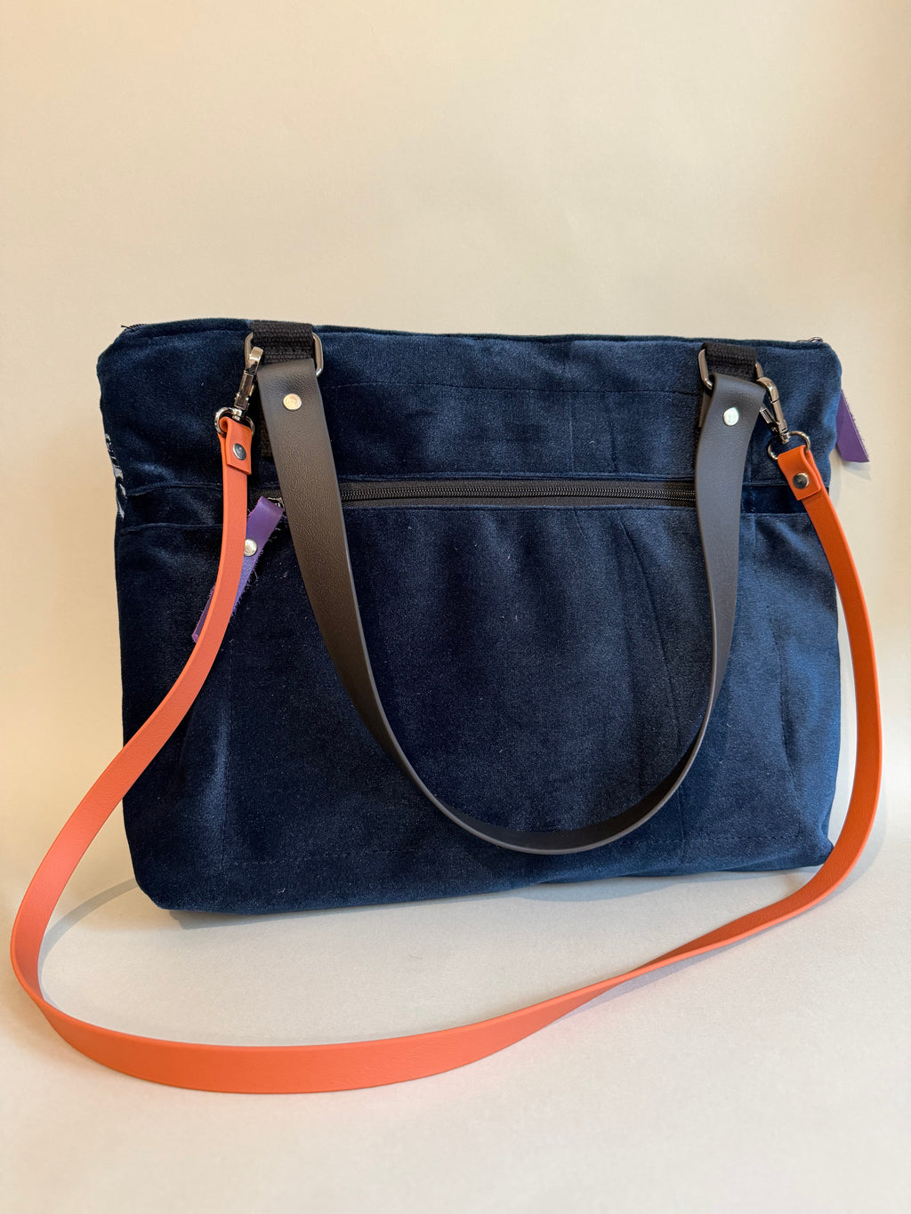 SITOLAB VELVET BLUE DRAGONFLY PINK PRINT BAG
