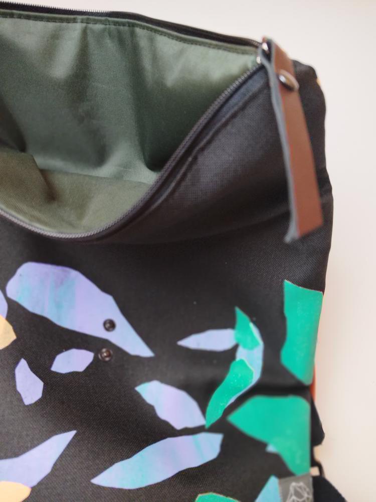 SITOLAB BAG BACKPACK WITH CONFETTI PRINT AND LEATHER DETAILS