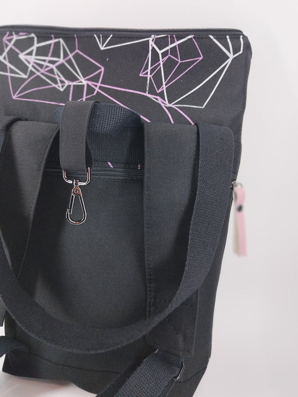 SITOLAB BLACK BCKPACK WITH GEOMETRY PRINT