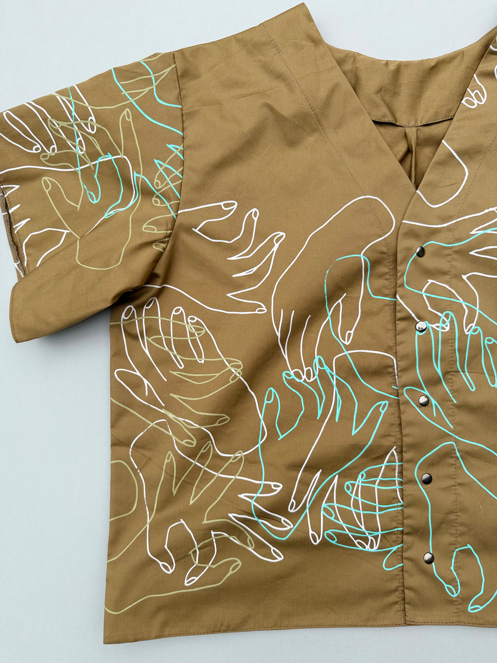 SITOLAB MUSTARD HANDS PRINT MINI SHIRT