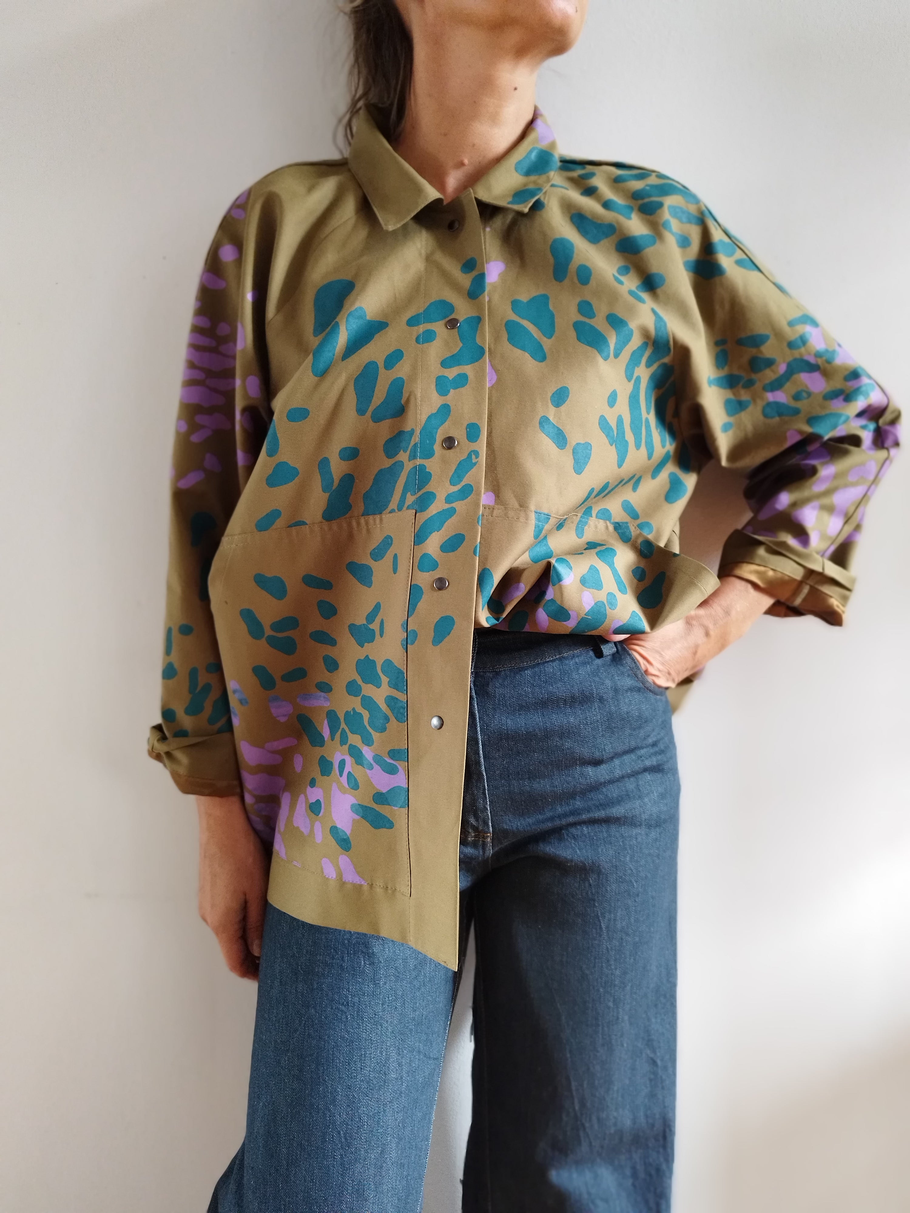 SITOLAB OLIVE BOX JACKET WITH FRECKLE PRINT I.