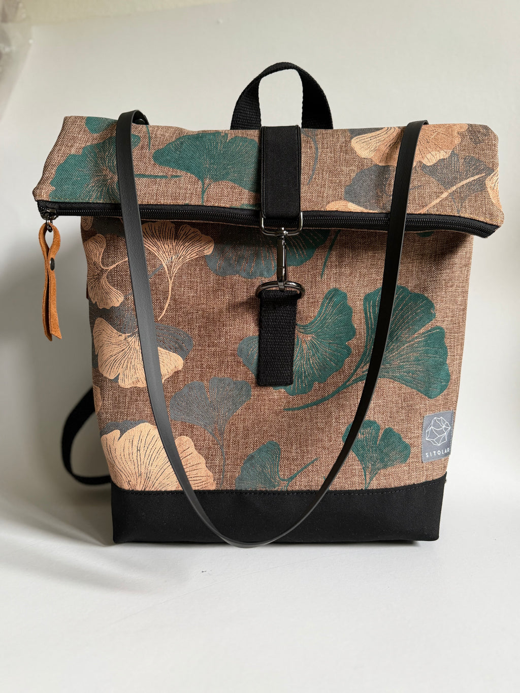 SITOLAB BEIGE BLACK&GREEN GINKO BACKPACK