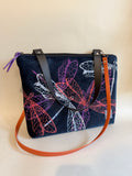 SITOLAB VELVET BLUE DRAGONFLY PINK PRINT BAG