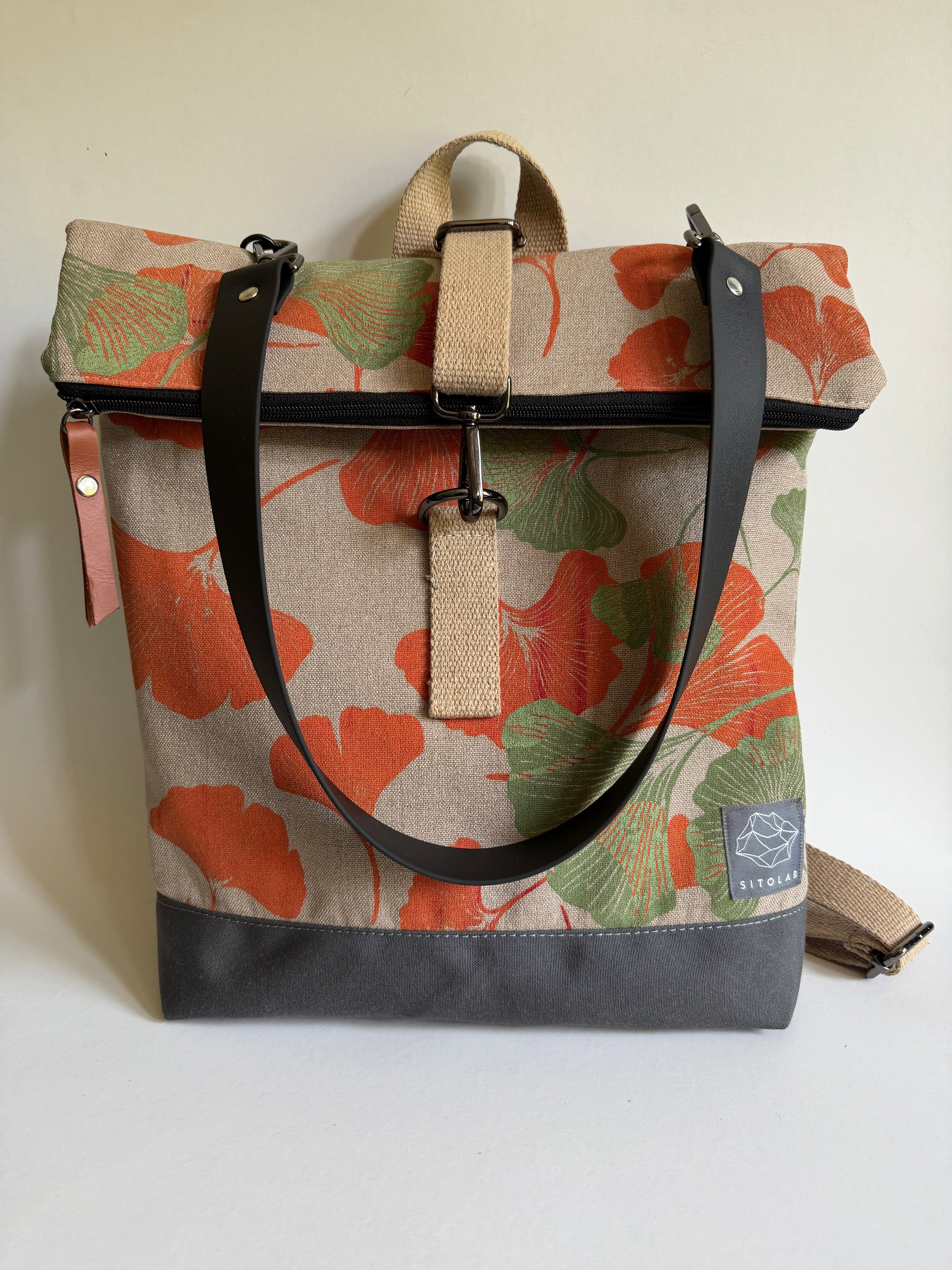 SITOLAB BEIGE ORANGE GINKO BACKPACK BAG