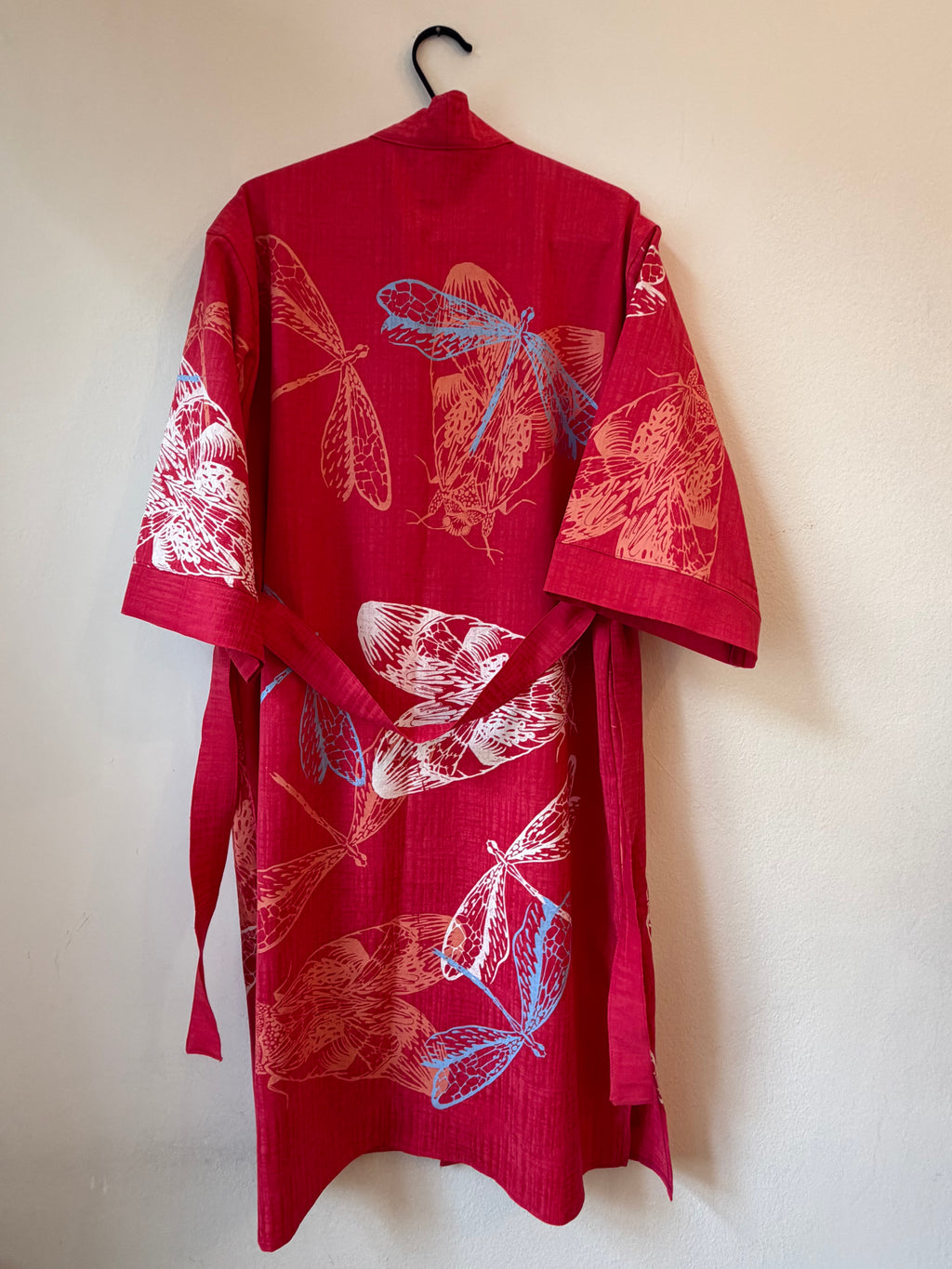 SITOLAB CORAL PINK KIMONO WITH INSECTS PRINT
