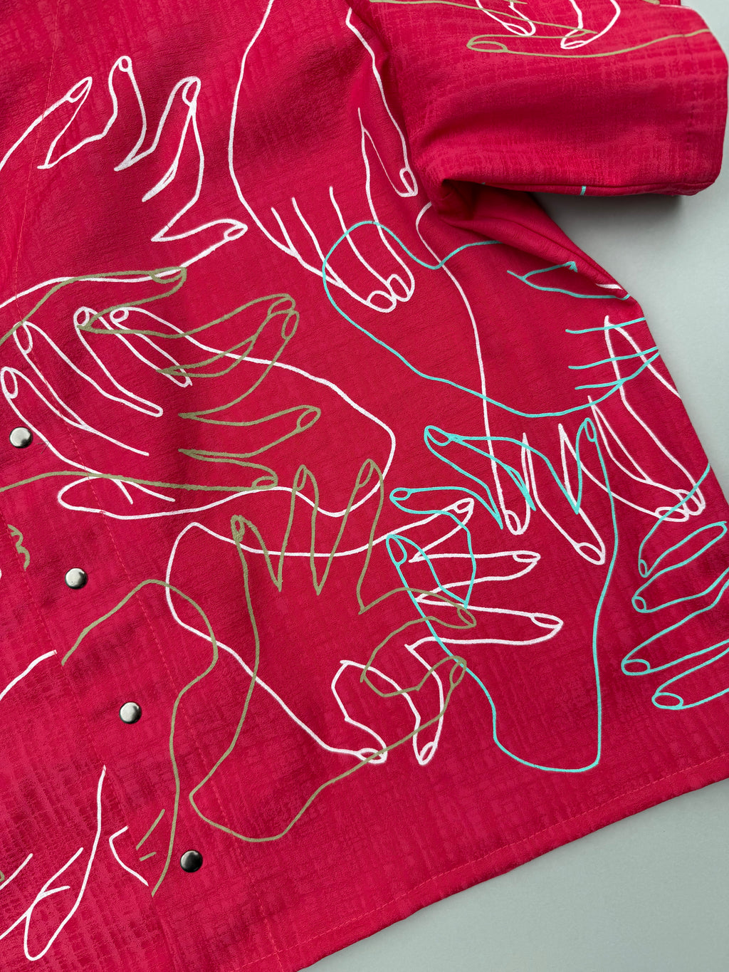 SITOLAB CORAL PINK HANDS PRINT MINI SHIRT