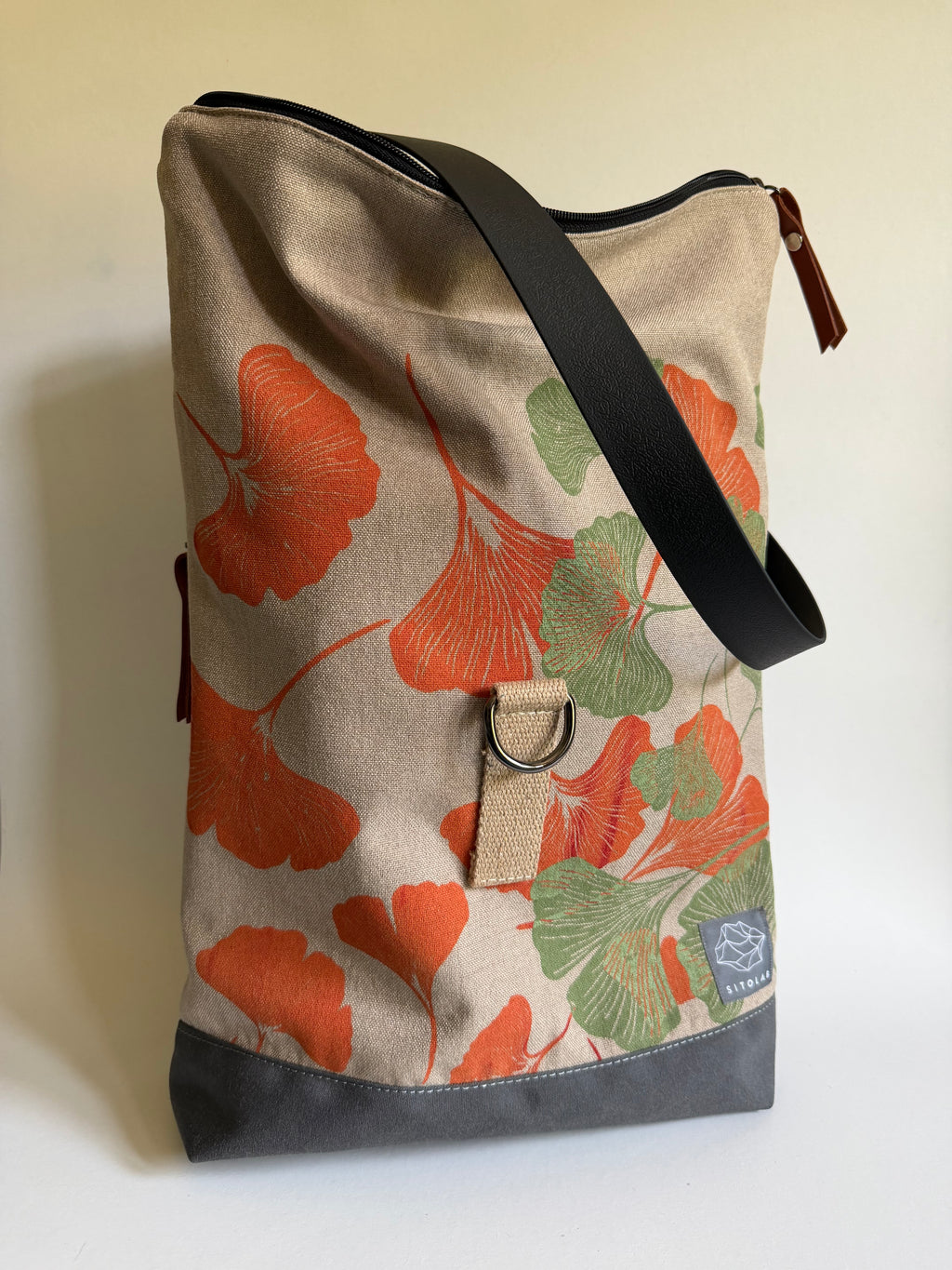 SITOLAB BEIGE ORANGE GINKO BACKPACK BAG