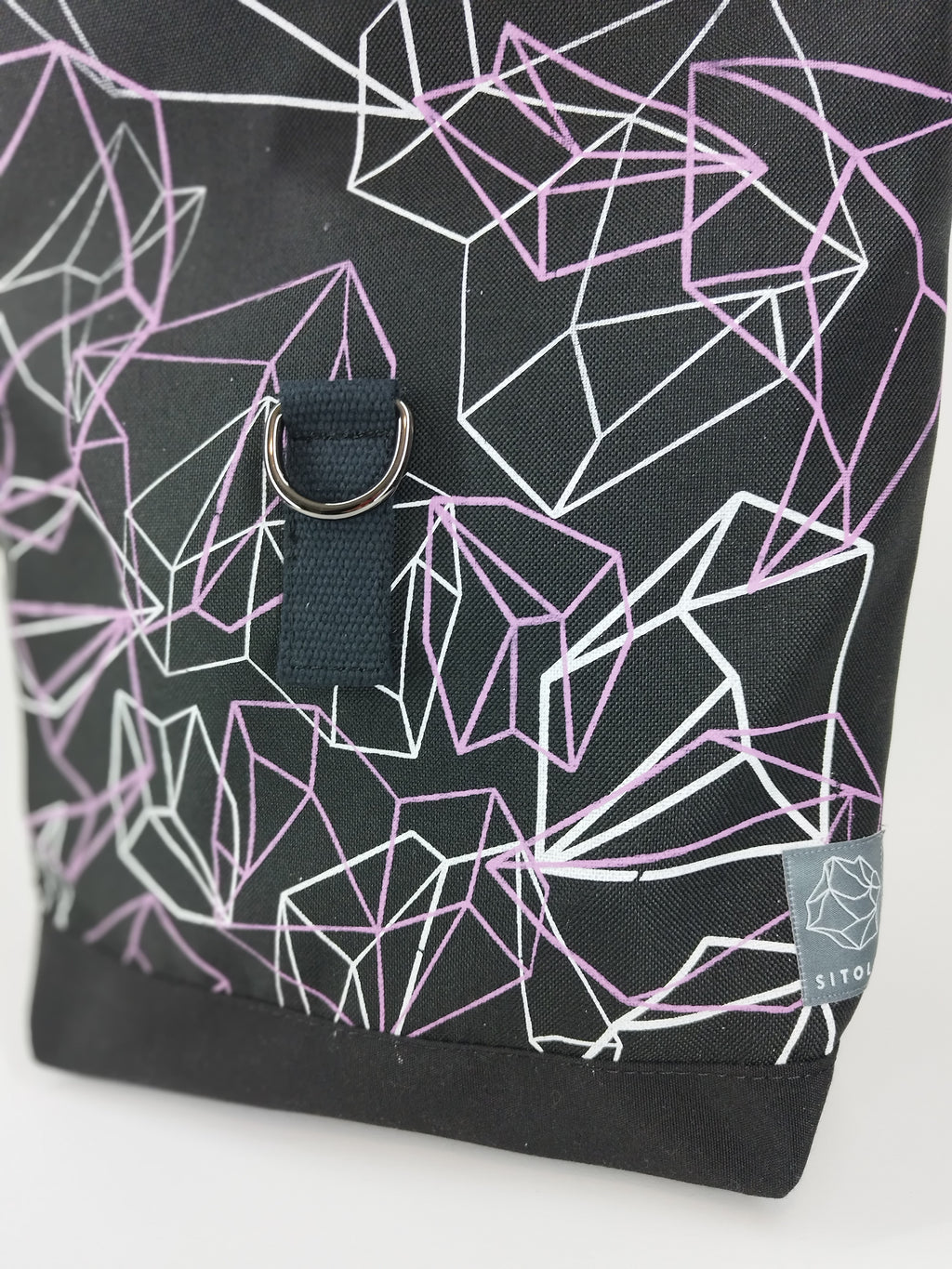 SITOLAB BLACK BCKPACK WITH GEOMETRY PRINT