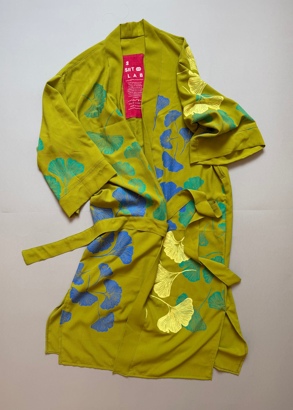 SITOLAB KIWI KIMONO WITH GINKO PRINT