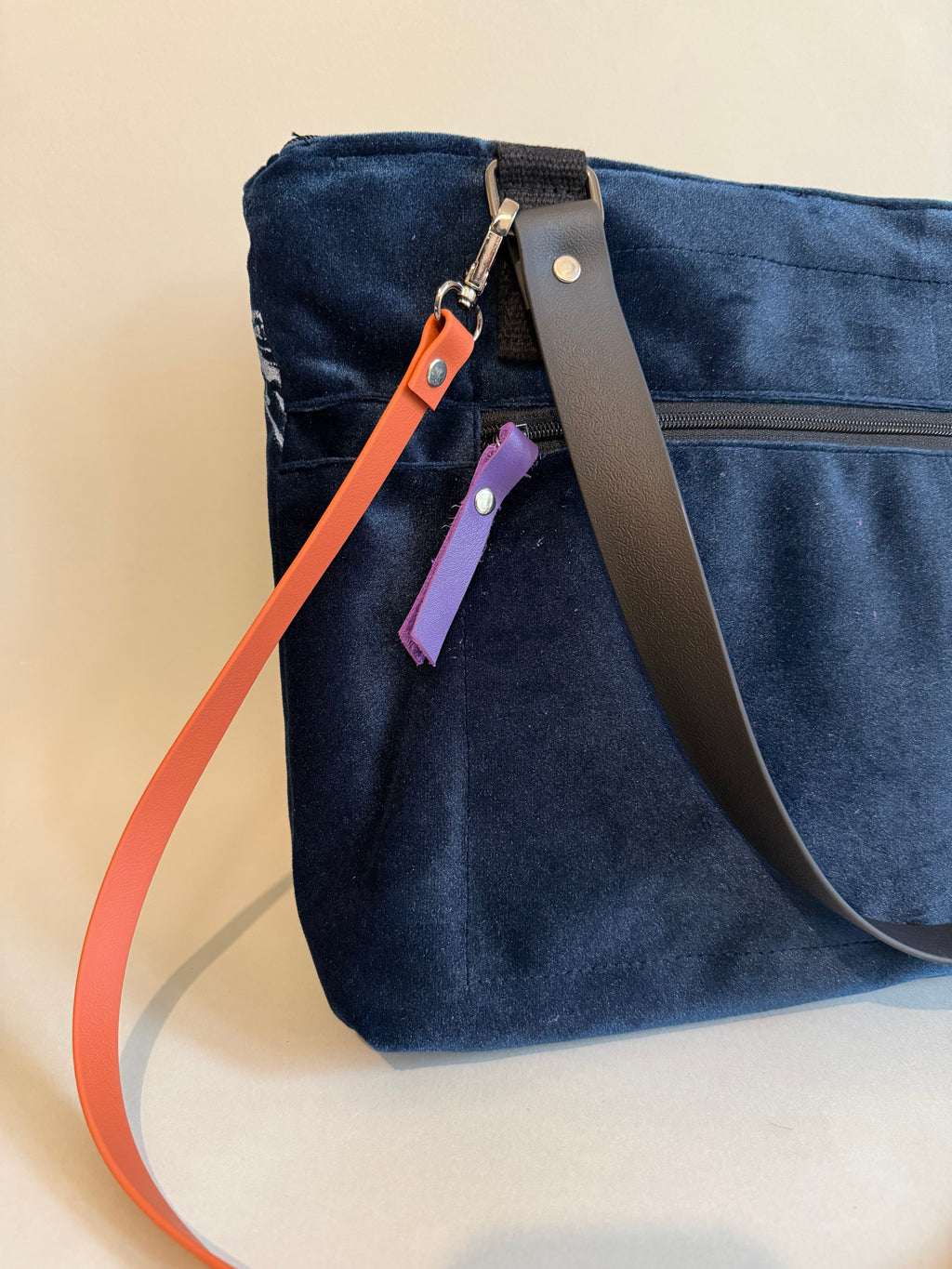 SITOLAB VELVET BLUE DRAGONFLY PINK PRINT BAG