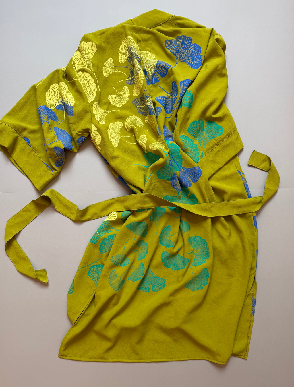 SITOLAB KIWI KIMONO WITH GINKO PRINT