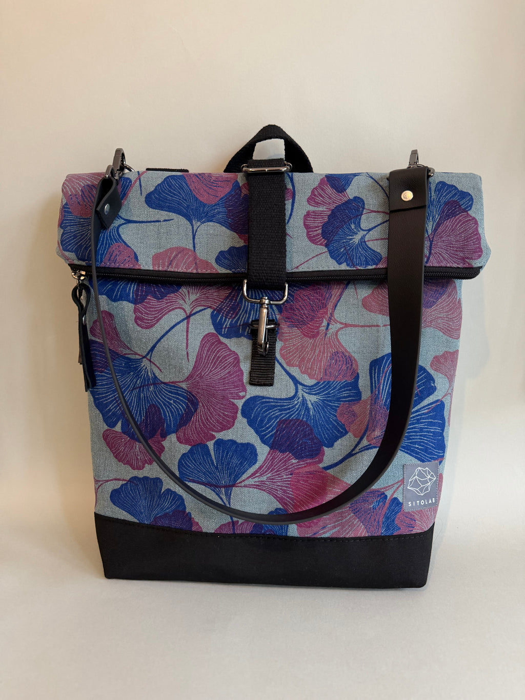 SITOLAB SAGE GREEN PINK GINKO BACKPACK BAG