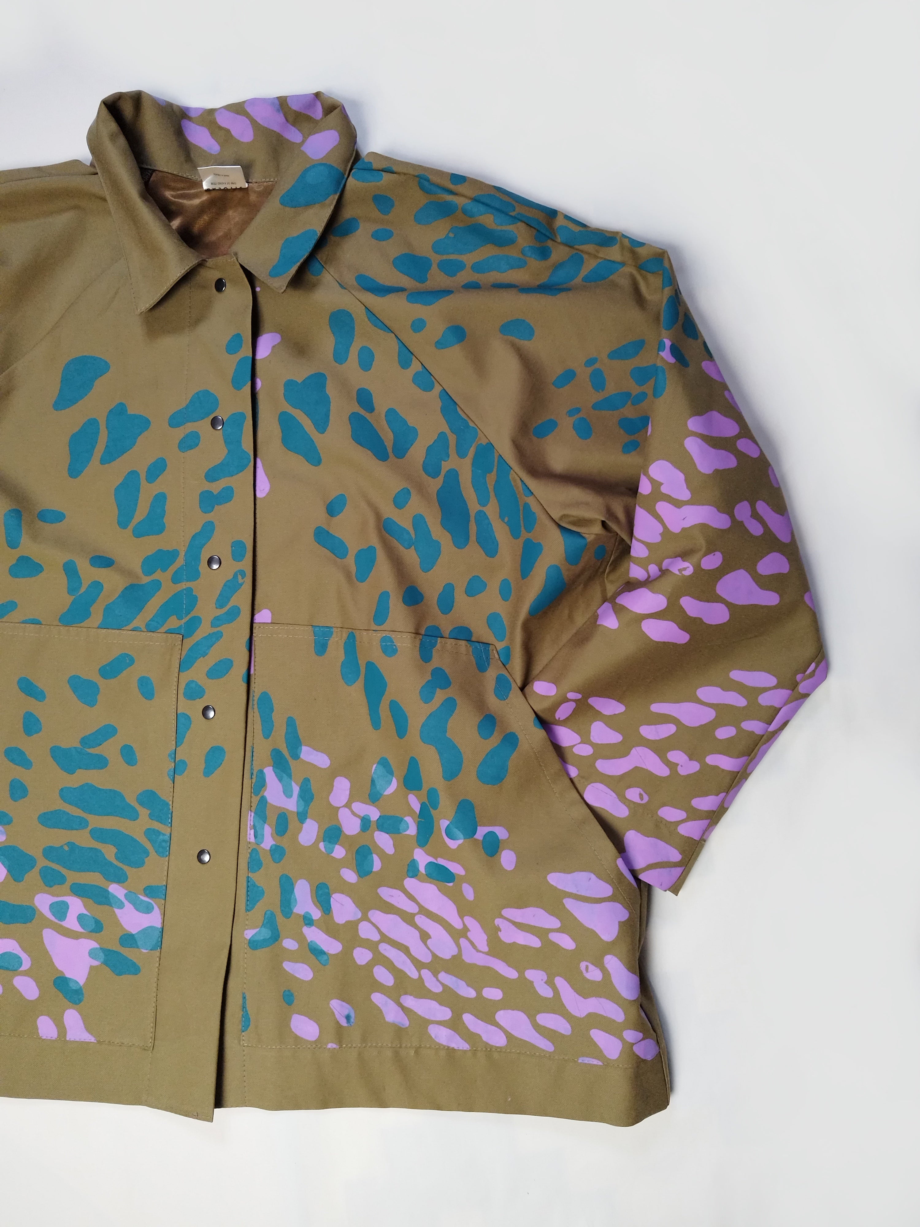 SITOLAB OLIVE BOX JACKET WITH FRECKLE PRINT I.