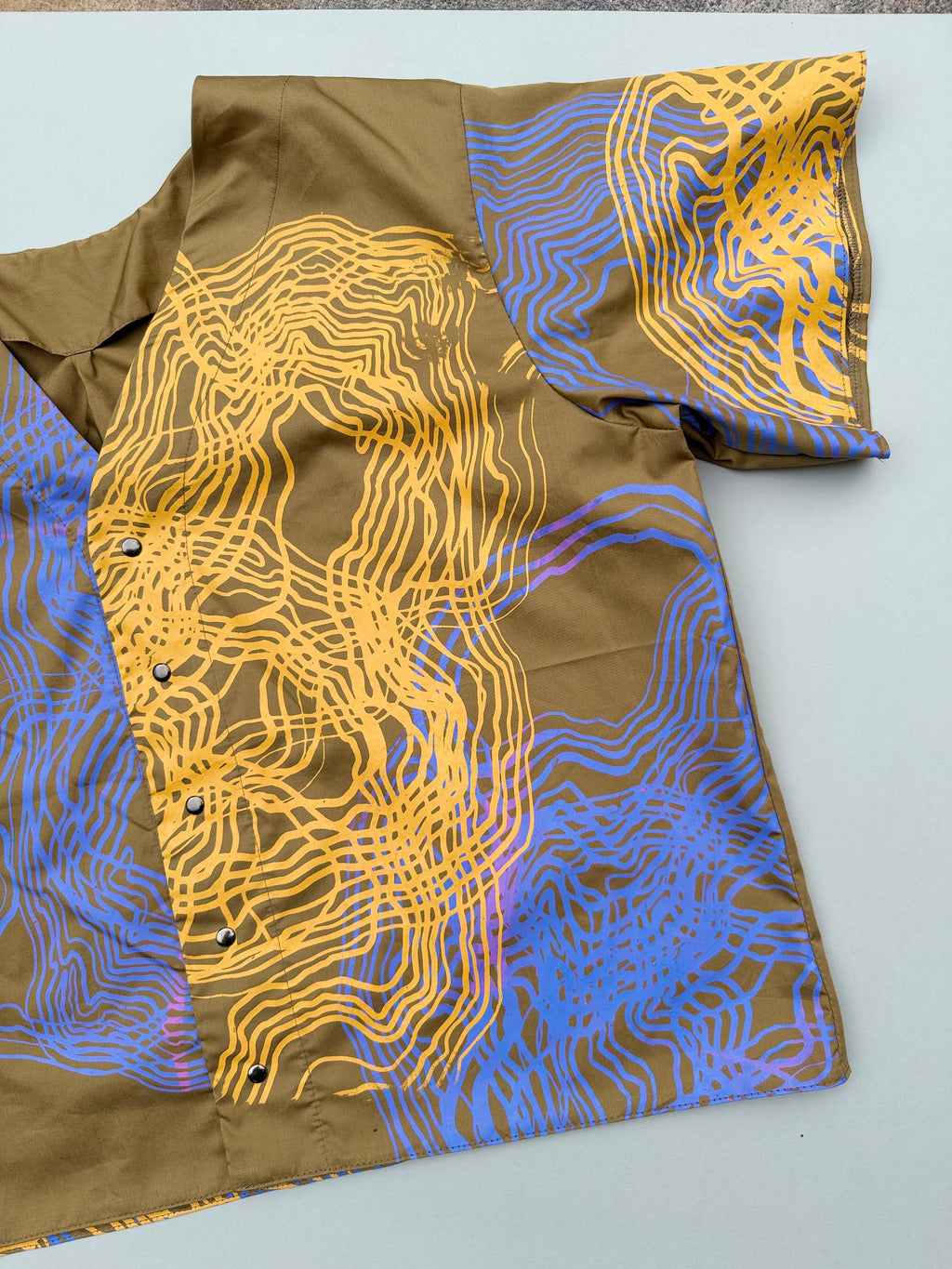 SITOLAB MUSTARD SWIRL PRINT MINI SHIRT