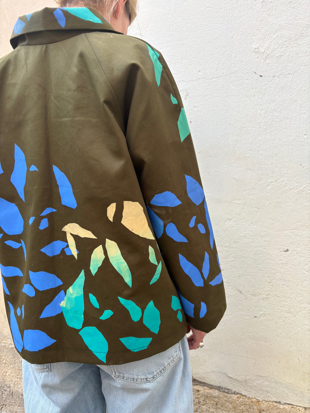 SITOLAB OLIVE WORKWEAR STYLE CONFETTI PRINT JACKET II