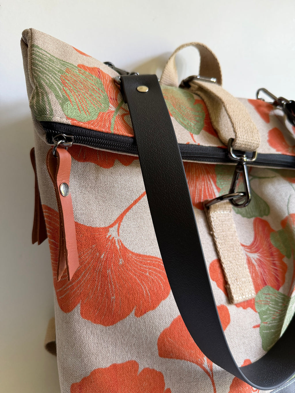 SITOLAB BEIGE ORANGE GINKO BACKPACK BAG