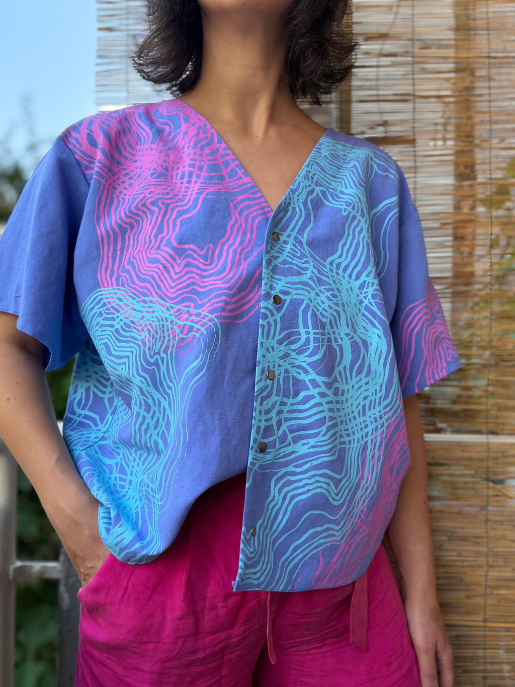 SITOLAB VIOLET SWIRL MINI SHIRT