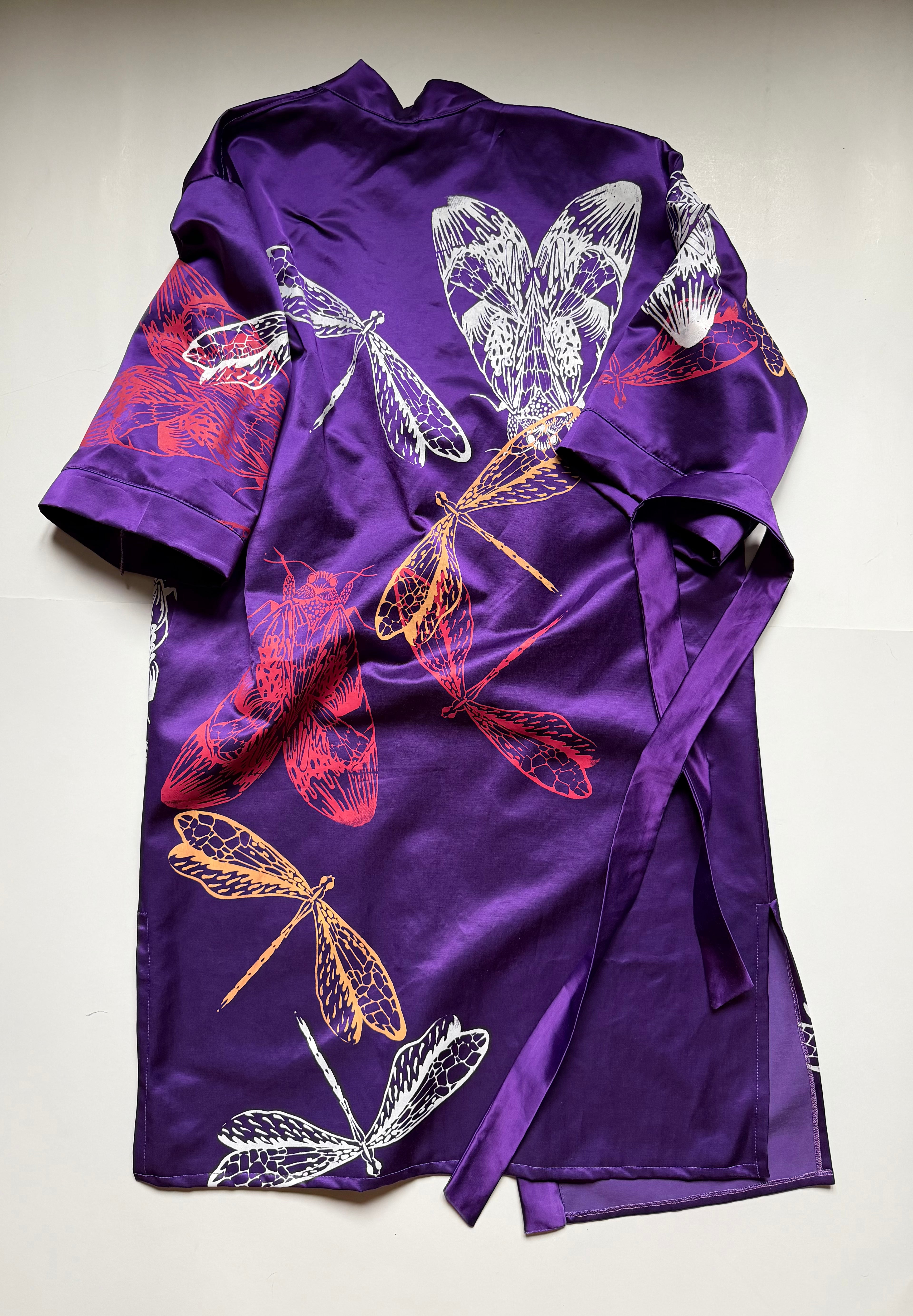 SITOLAB VIOLET SATIN CAPE INSECTS PRINT