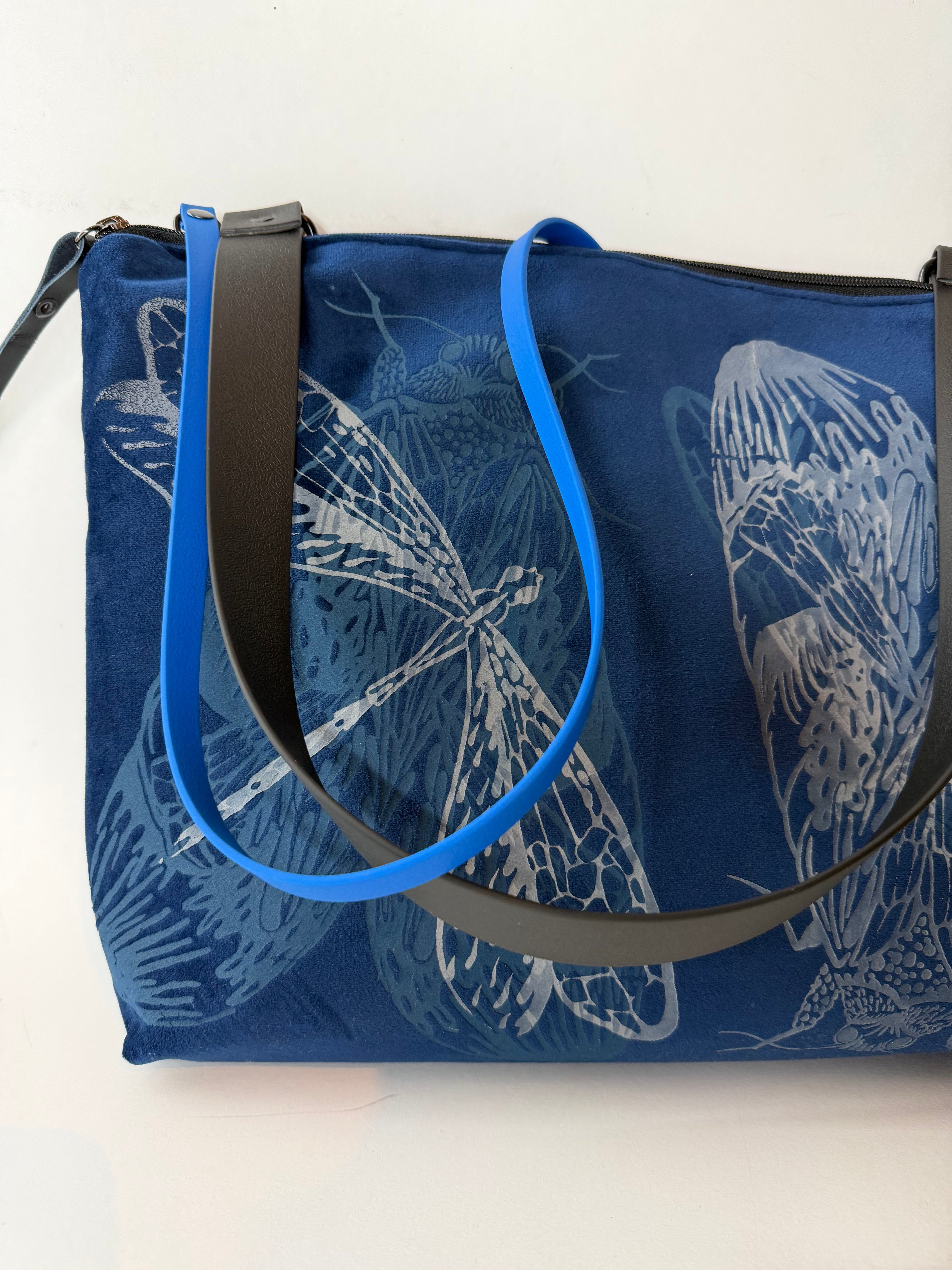 SITOLAB VELVET DARK BLUE BAG WITH INSECTS PRINT II