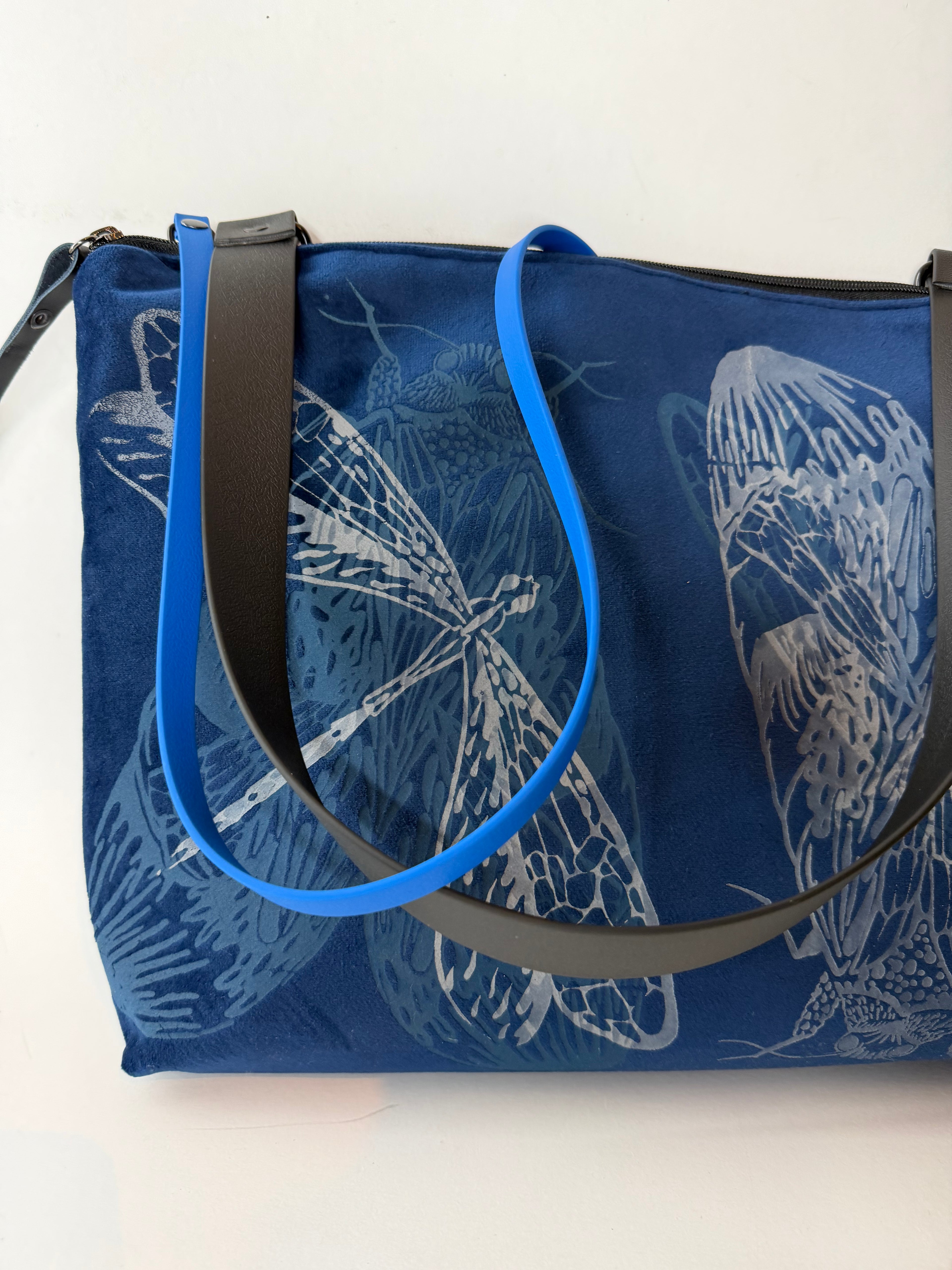 SITOLAB VELVET DARK BLUE BAG WITH INSECTS PRINT II