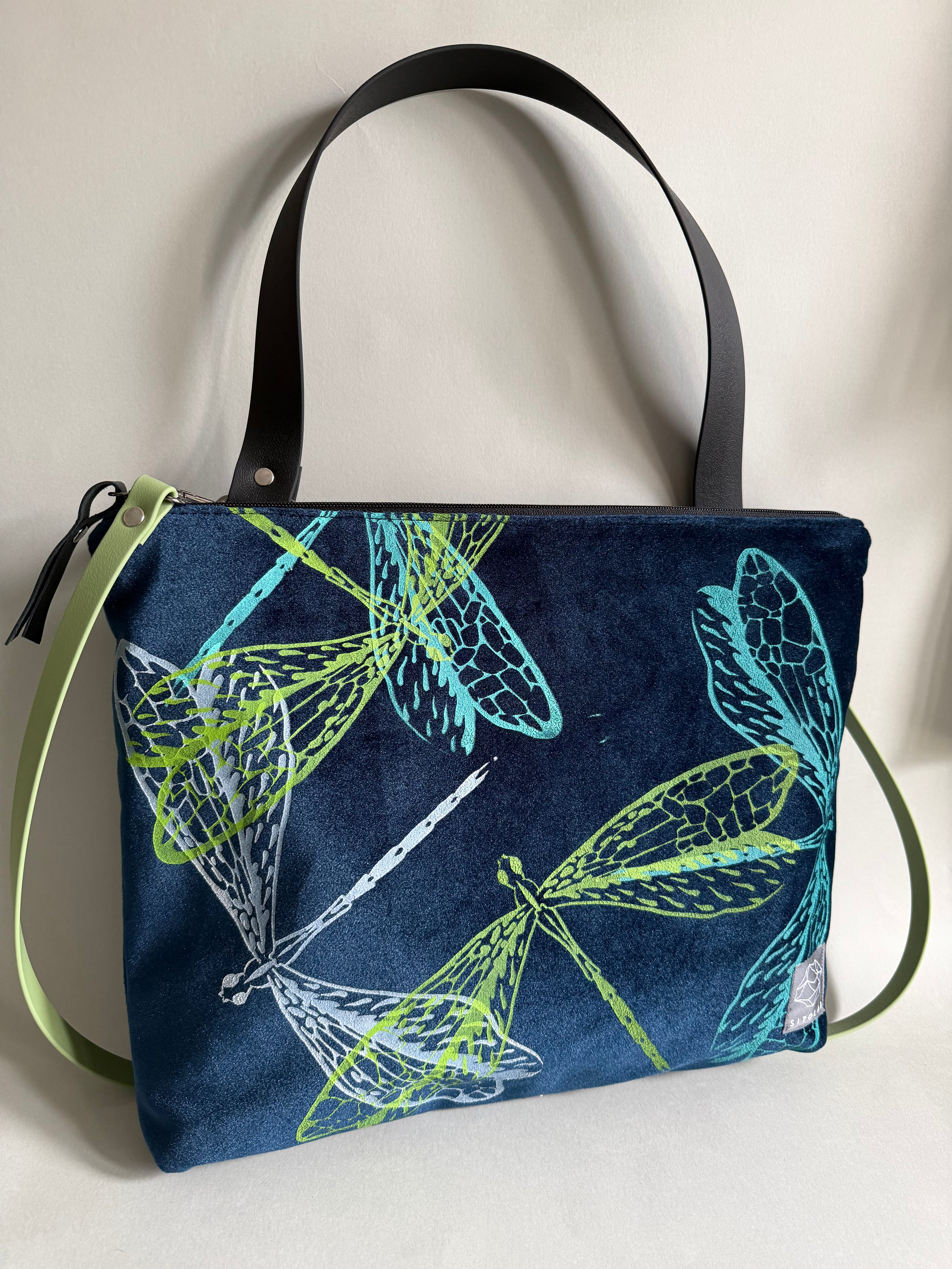 SITOLAB VELVET DARK BLUE BAG WITH INSECTS PRINT III
