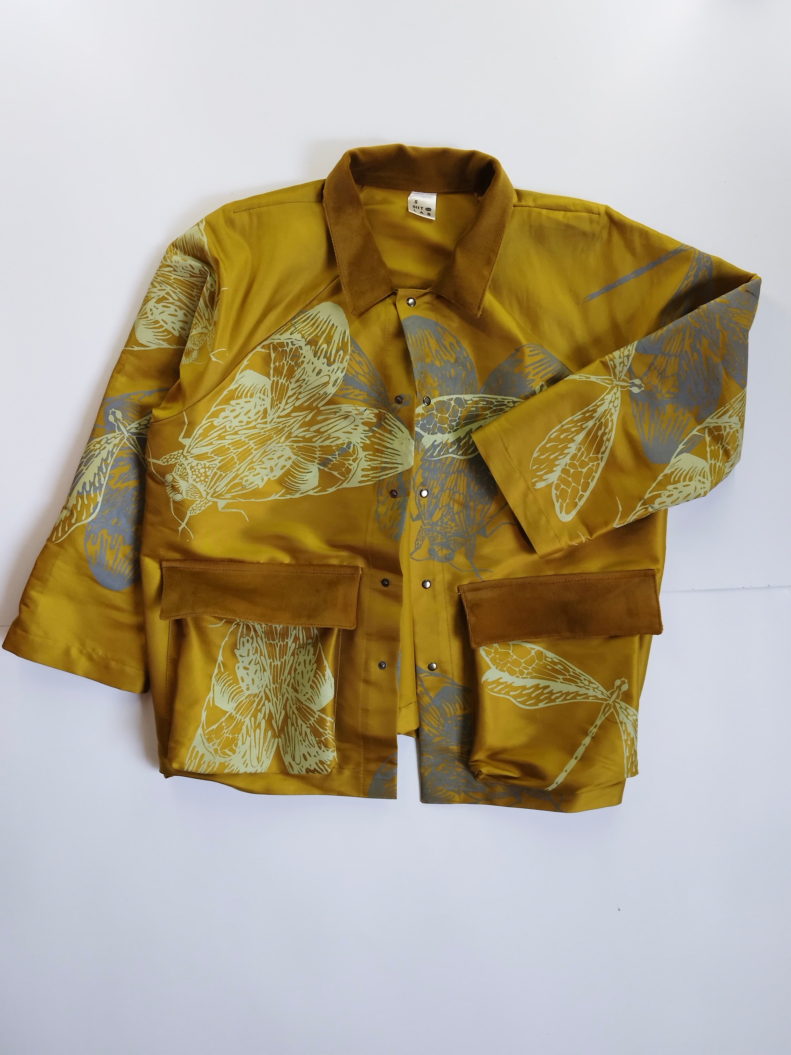 SITOLAB SILK TAFETA JACKET WITH INSECTS PRINT