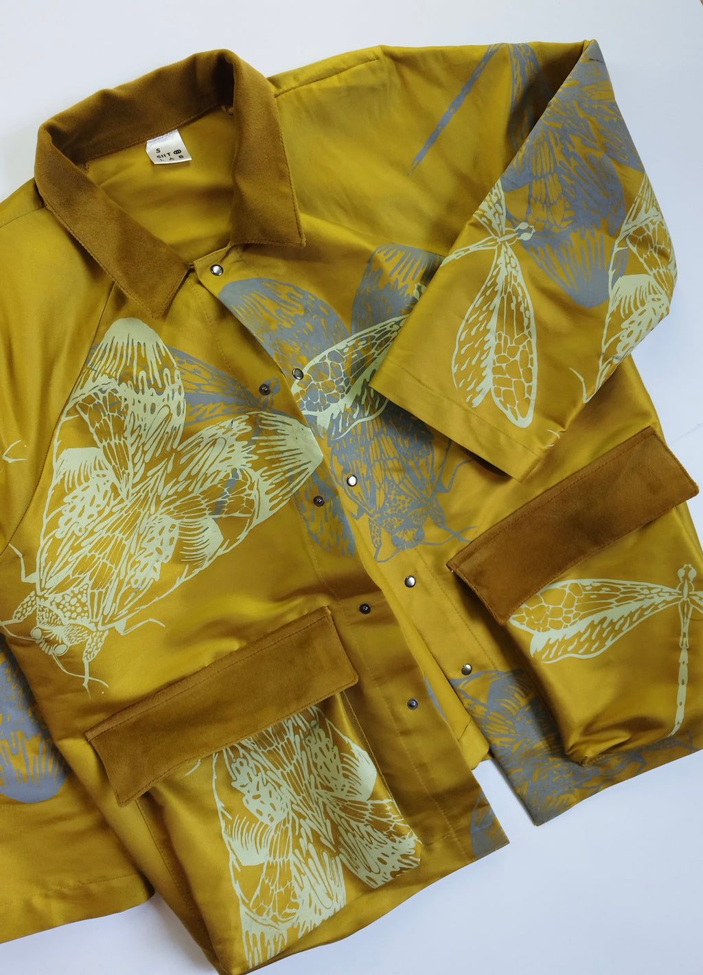 SITOLAB SILK TAFETA JACKET WITH INSECTS PRINT