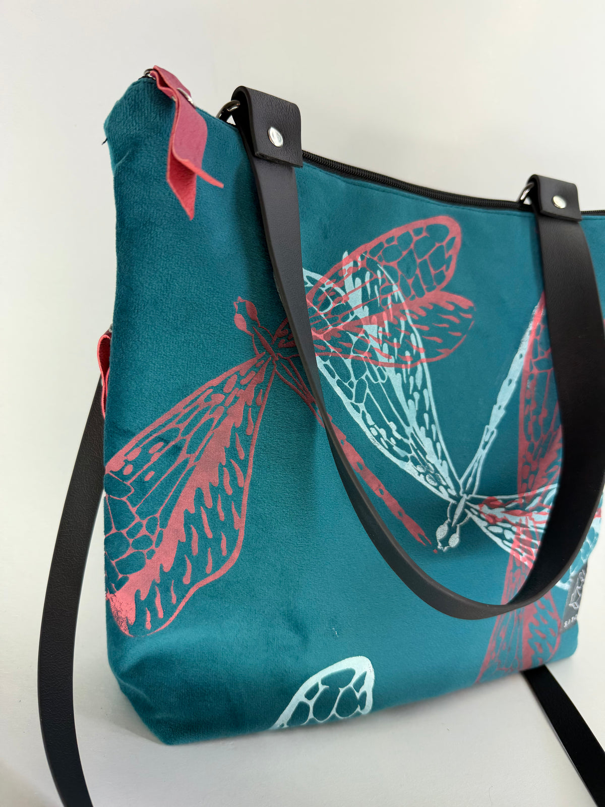 SITOLAB VELVET TURQUOISE DRAGONFLY BAG