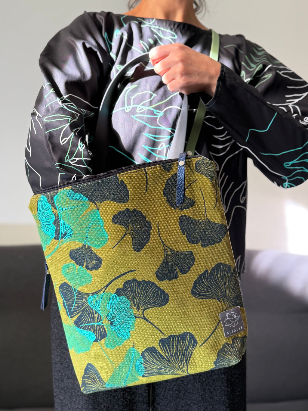 SITOLAB SQUARE GREEN GINKO BAG