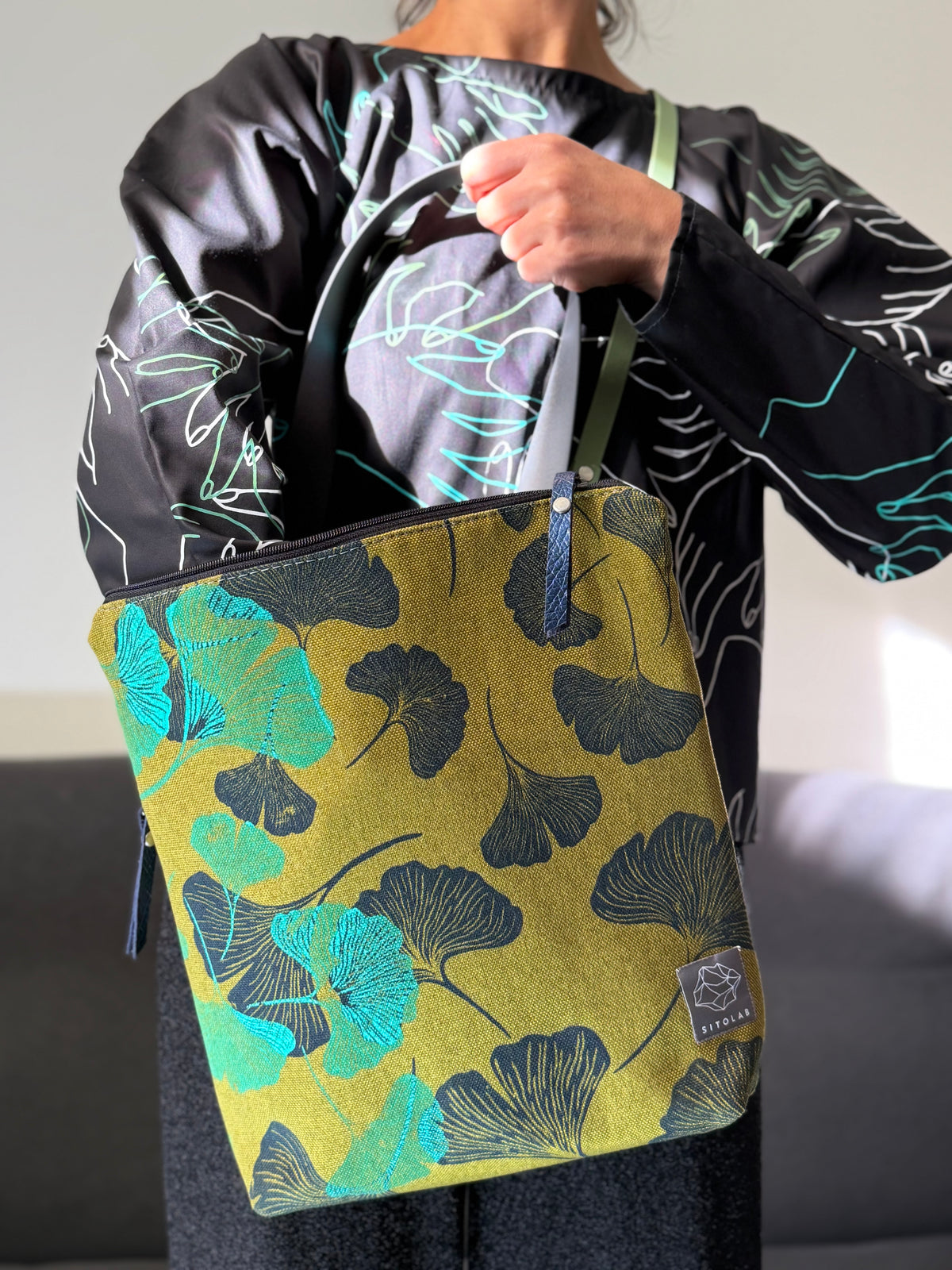 SITOLAB SQUARE GREEN GINKO BAG