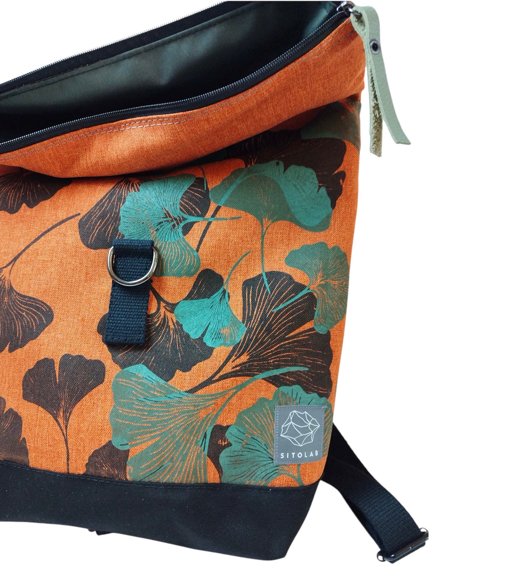 SITOLAB TANGERINE  BLACK&GREEN GINKO BACKPACK