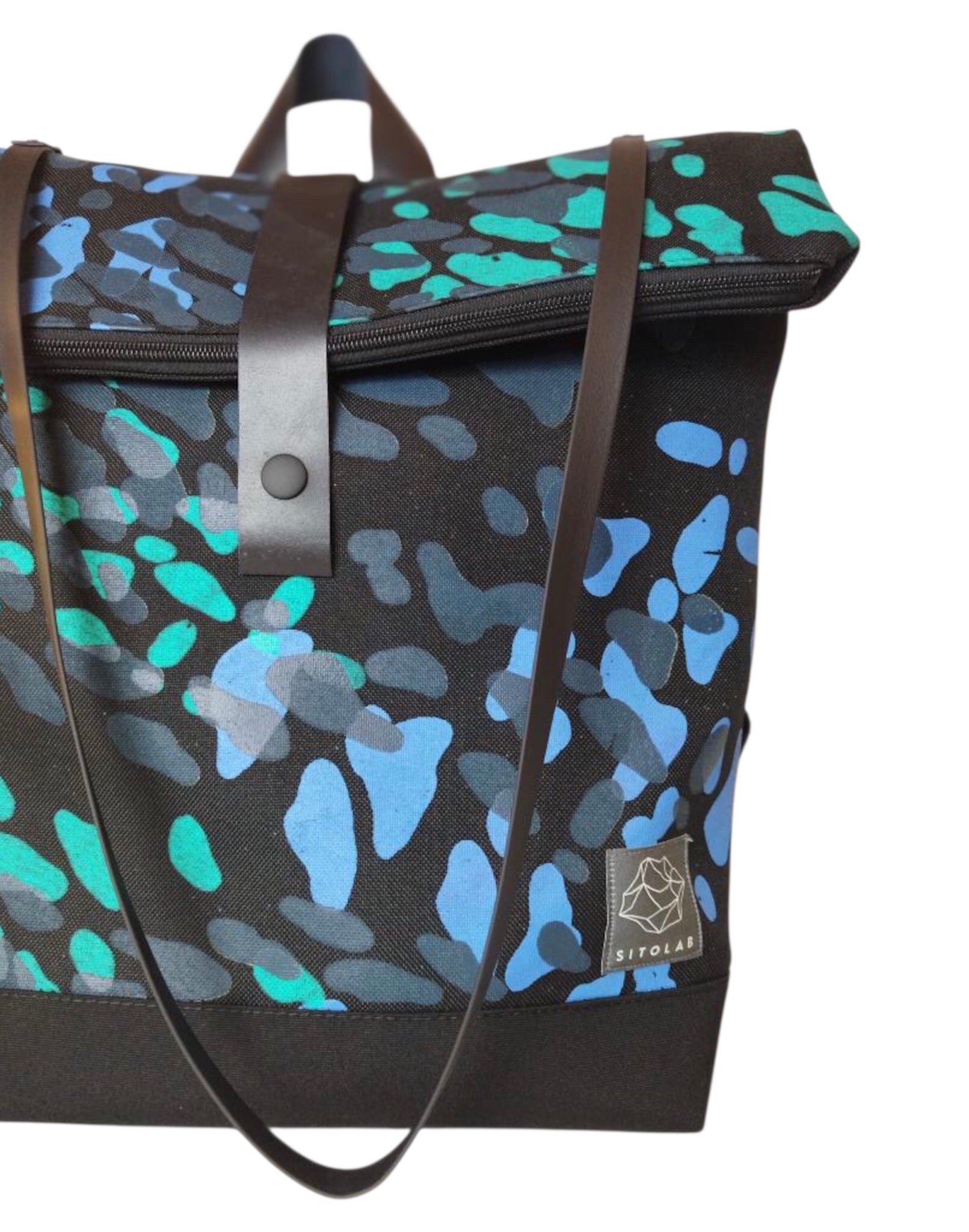 SITOLAB BAG BACKPACK WITH FRECKLE PRINT AND LEATHER DETAILS