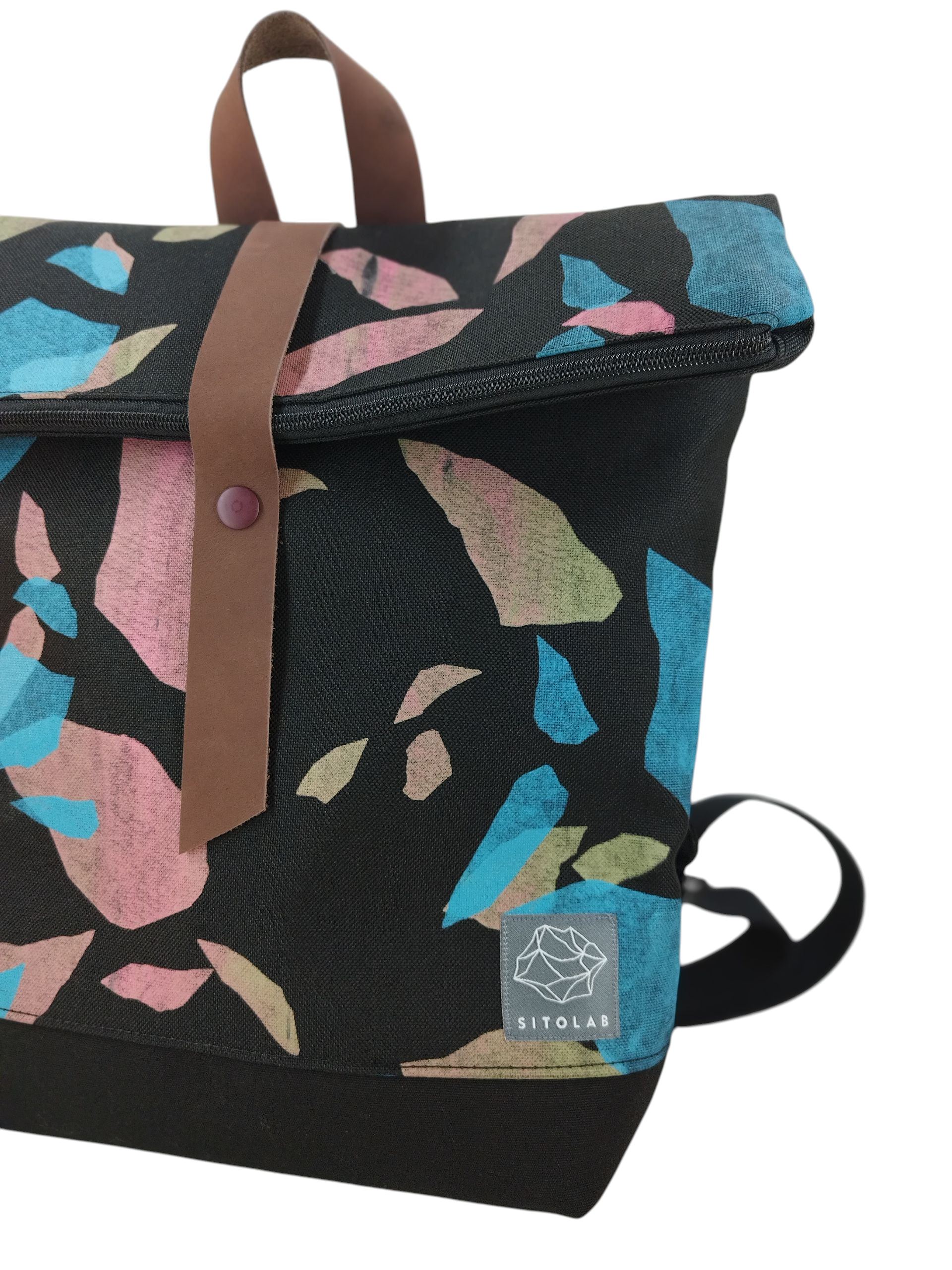 SITOLAB BAG BACK PACK WITH CONFETTI PRINT AND LEATHER DETAILS II