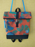 SITOLAB ORANGE GINKO BACKPACK WITH BLUE DETAILS