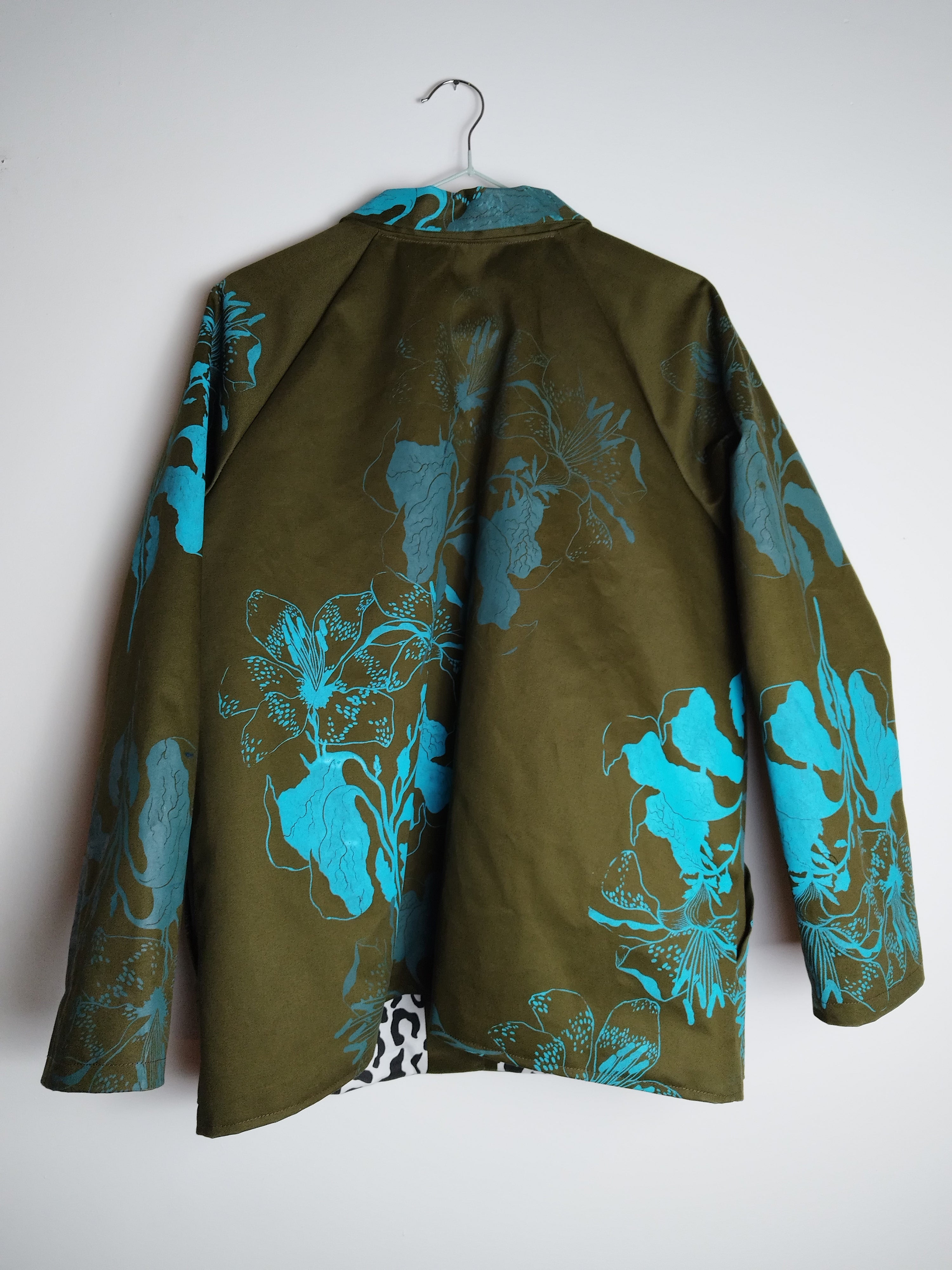 SITOLAB OLIVE WORKWEAR STYLE FLORAL PRINT JACKET