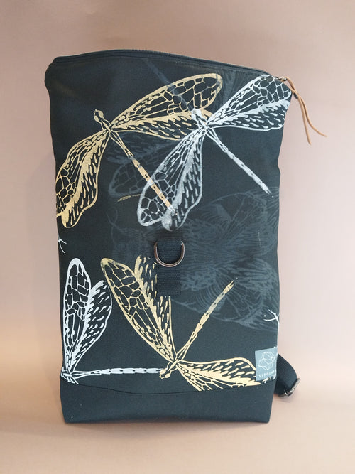 SITOLAB BLACK BACKPACK WITH INSECTS PRINT