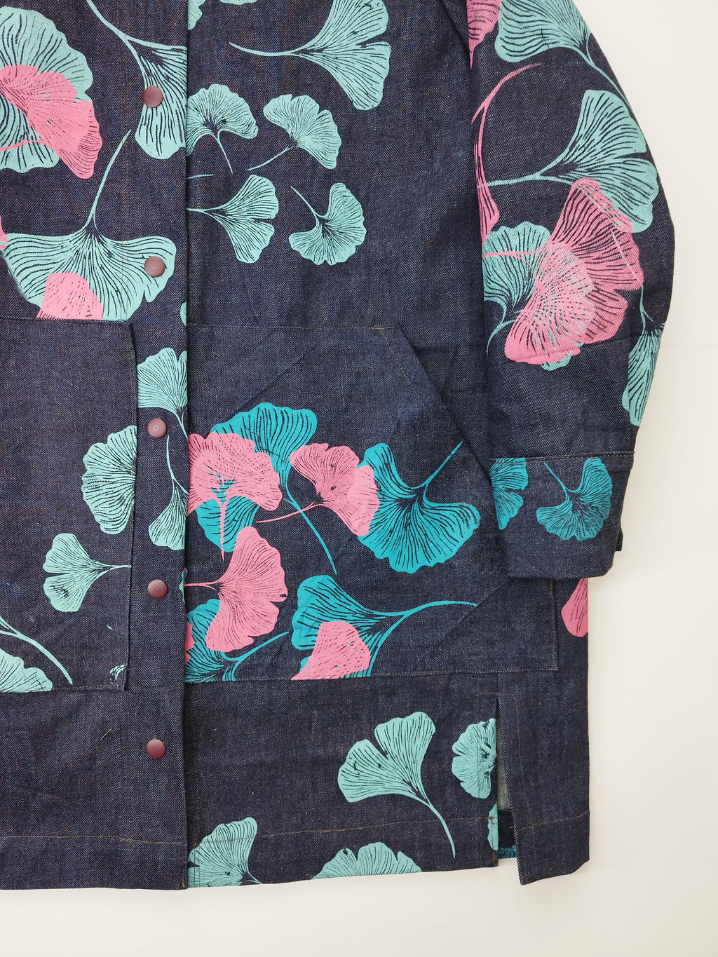 SITOLAB DENIM JACKET WITH GINKO PRINT