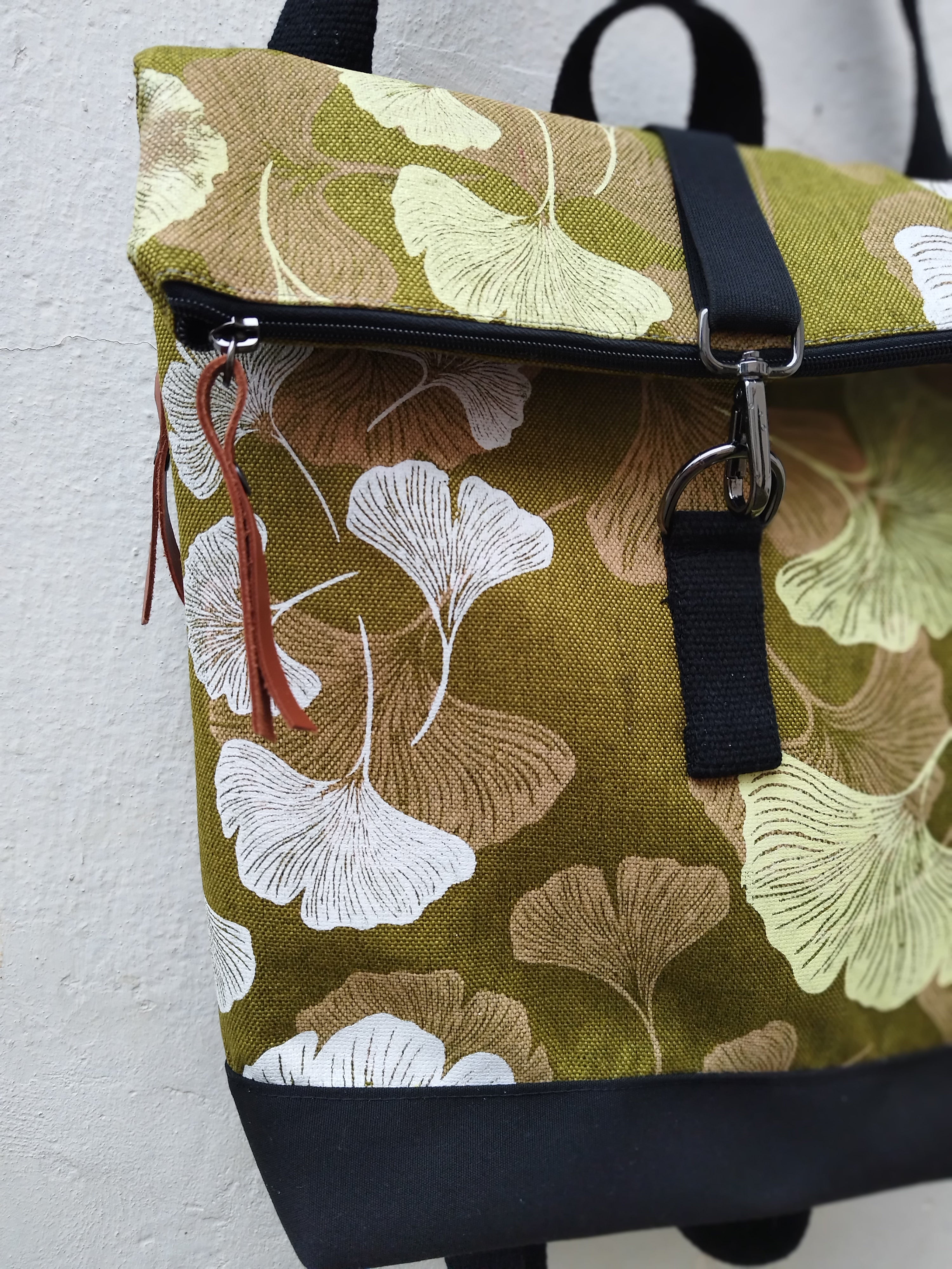 SITOLAB GINKO BACKPACK VIOLET GREEN PRINT