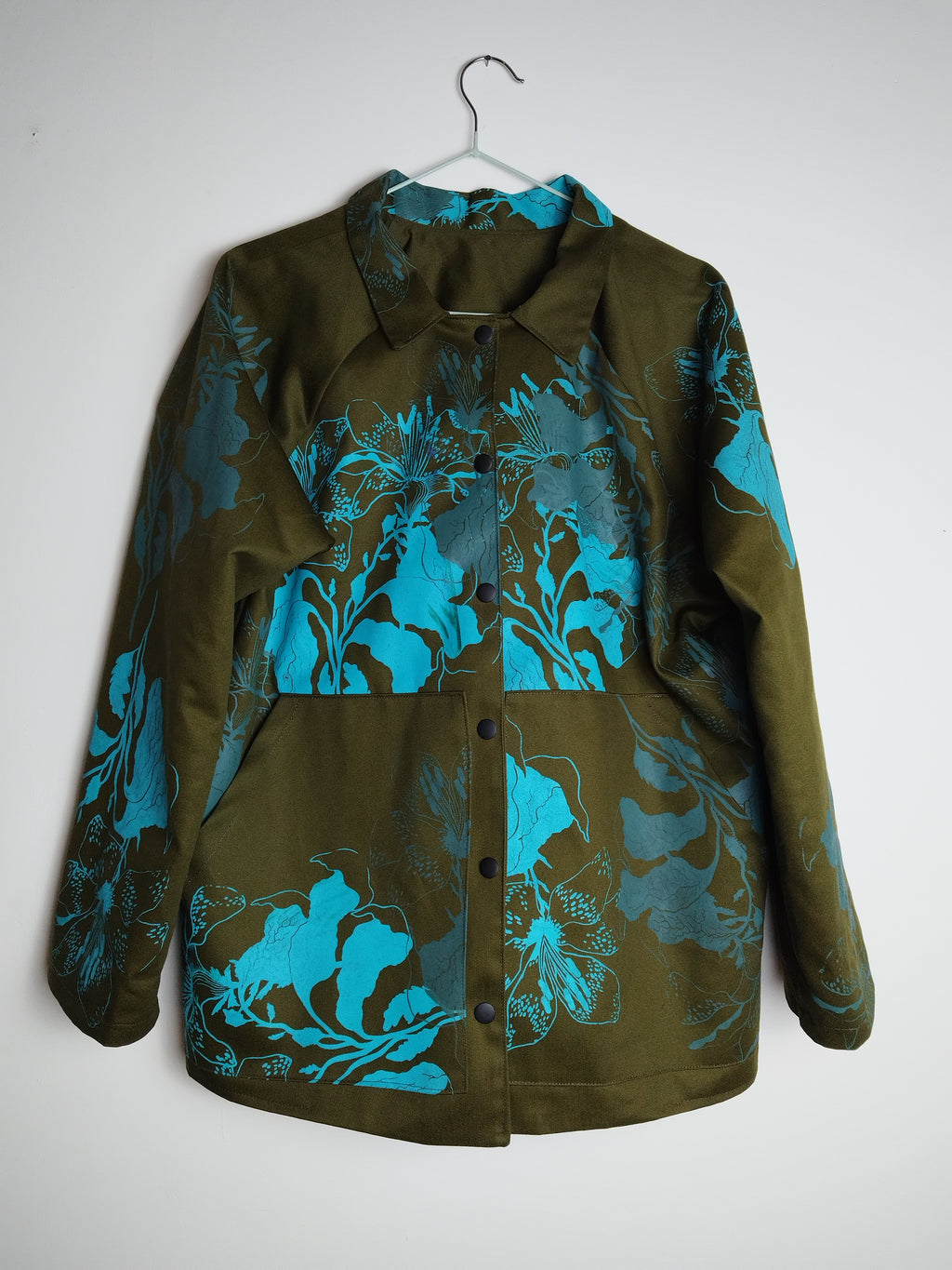 SITOLAB OLIVE WORKWEAR STYLE FLORAL PRINT JACKET