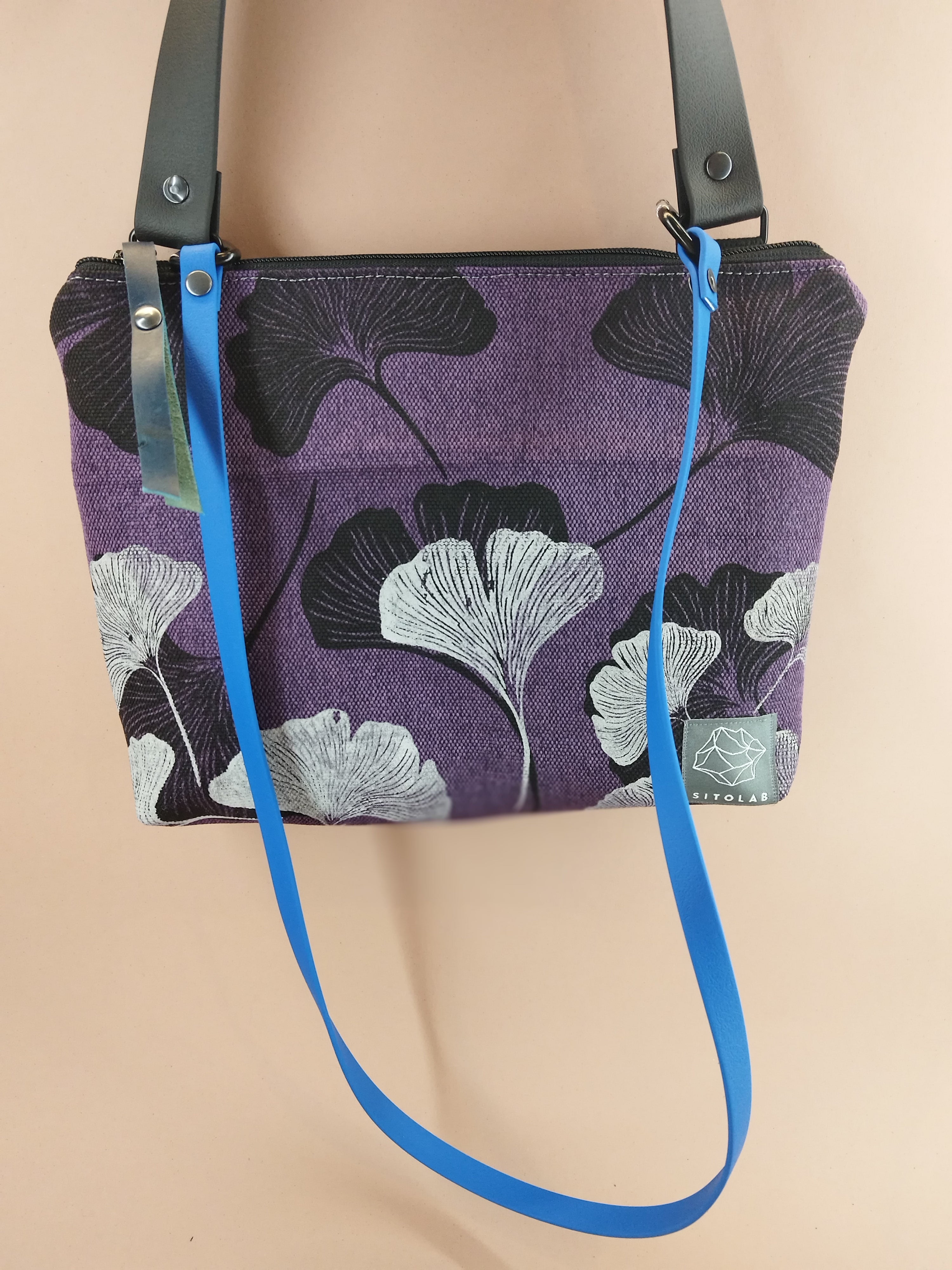 SITOLAB MINI VIOLET BAG WITH GINKO PRINT