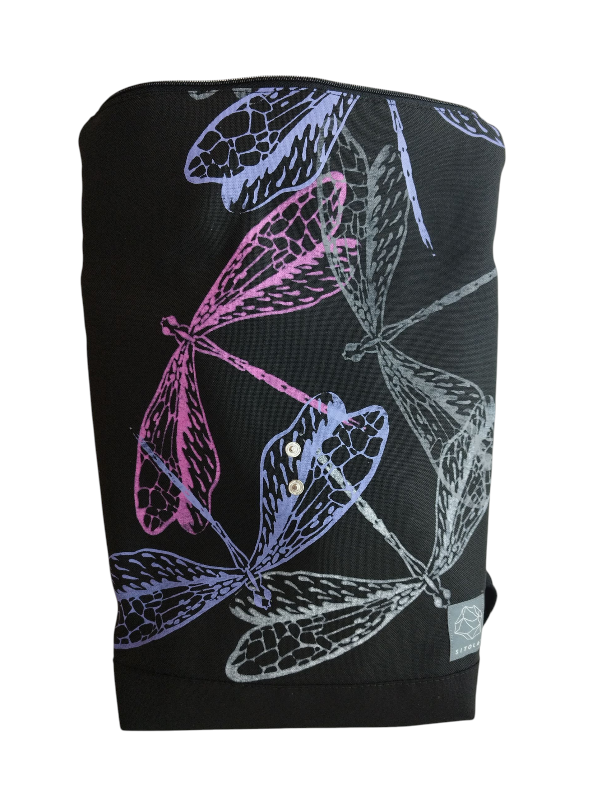 SITOLAB BAG BACKPACK WITH INSECTS PRINT AND LEATHER DETAILS II