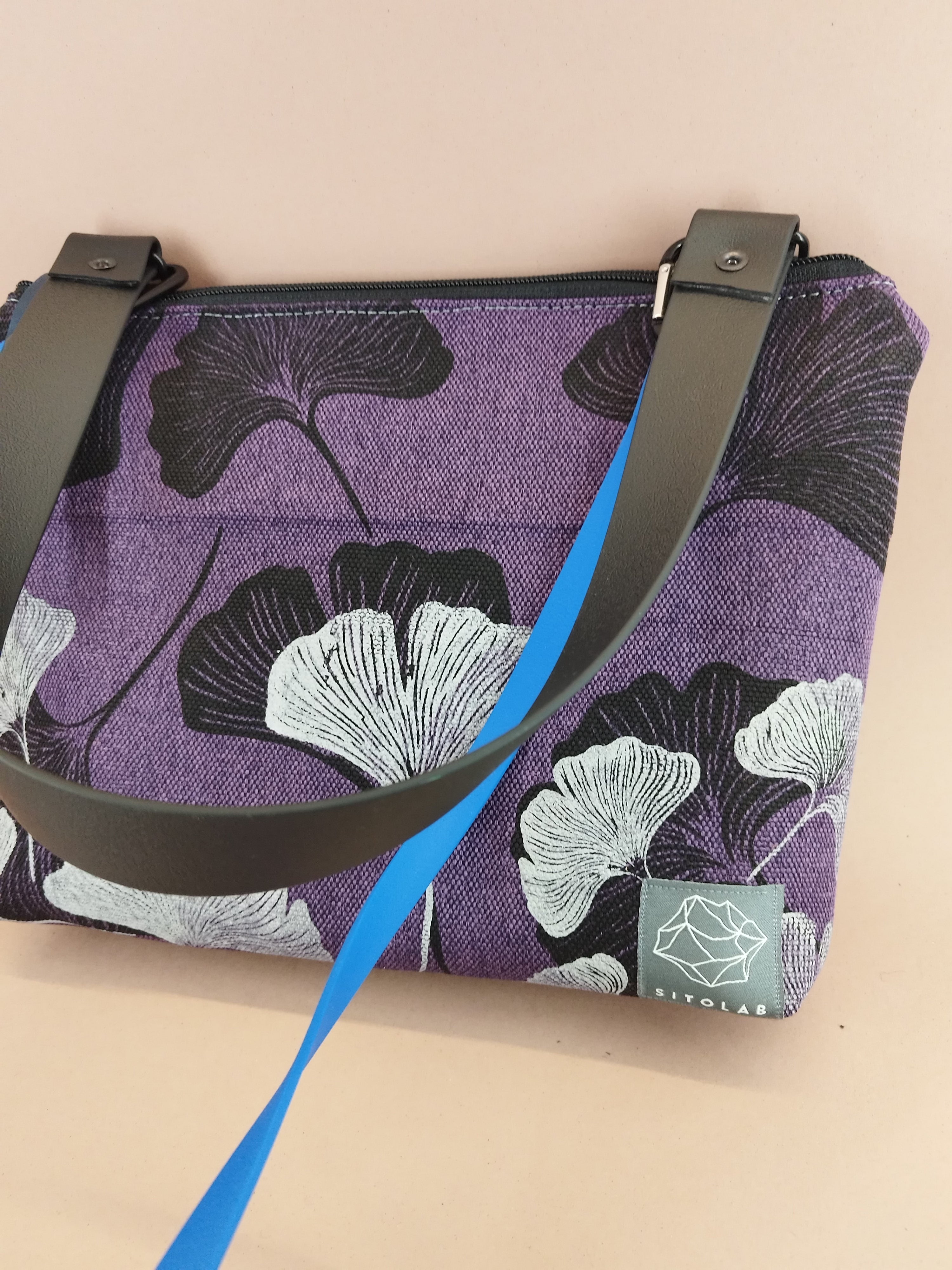 SITOLAB MINI VIOLET BAG WITH GINKO PRINT