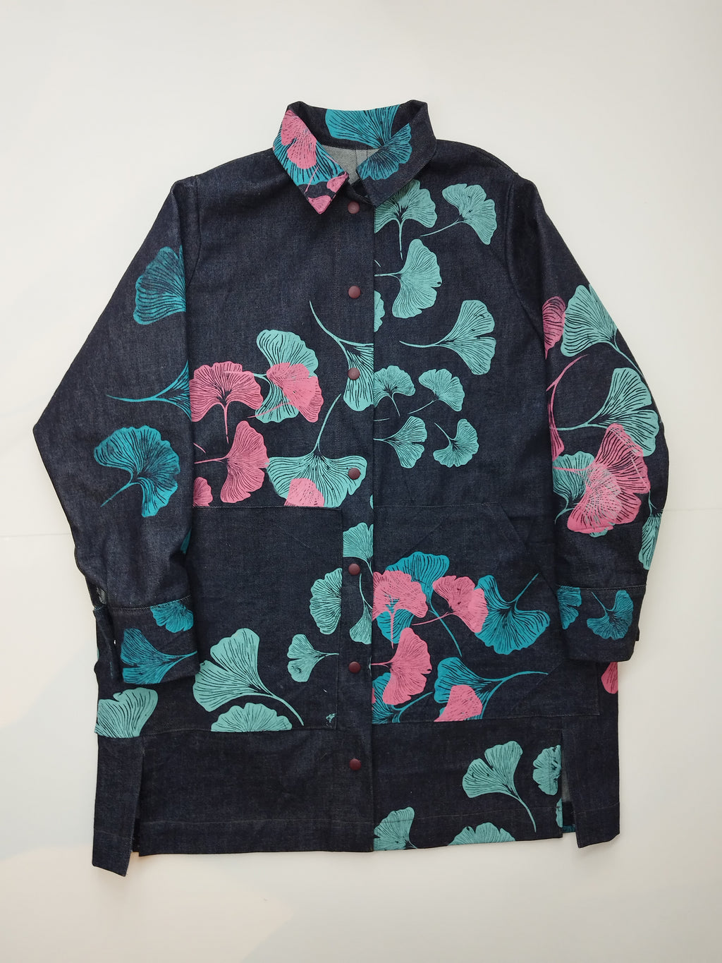SITOLAB DENIM JACKET WITH GINKO PRINT